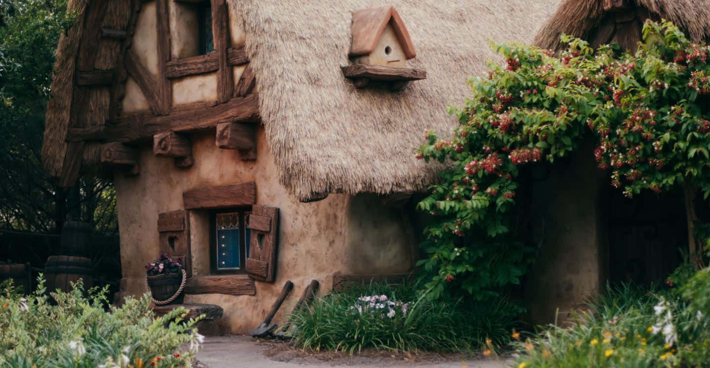 cottage garden, thatched cottage, wooden beams, HD Desktop Wallpaper