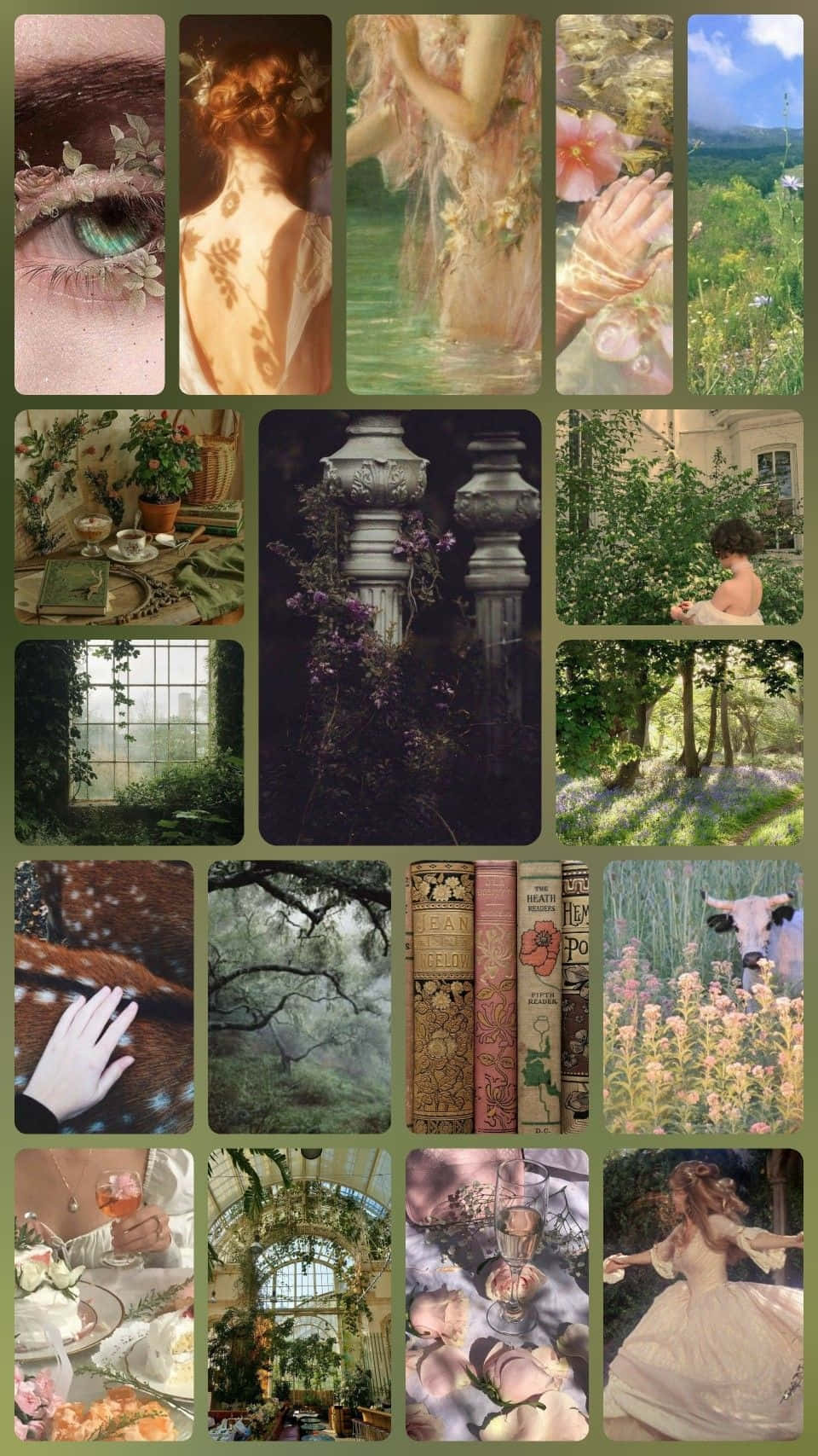 Cottagecore Aesthetic Collage, vintage illustrations, photos featuring nature, HD Phone Wallpaper