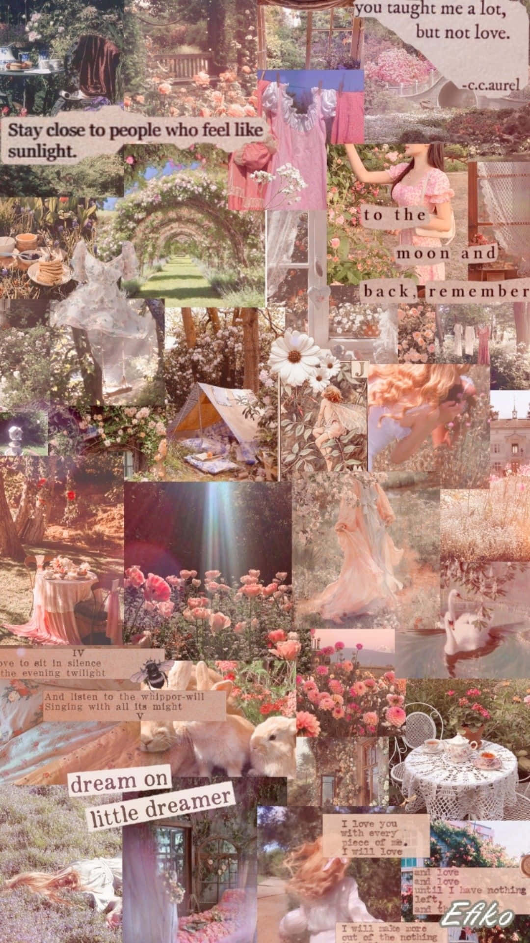 Cottagecore Collage Aesthetic, pastel-toned, romantic garden scenes, HD Phone Wallpaper