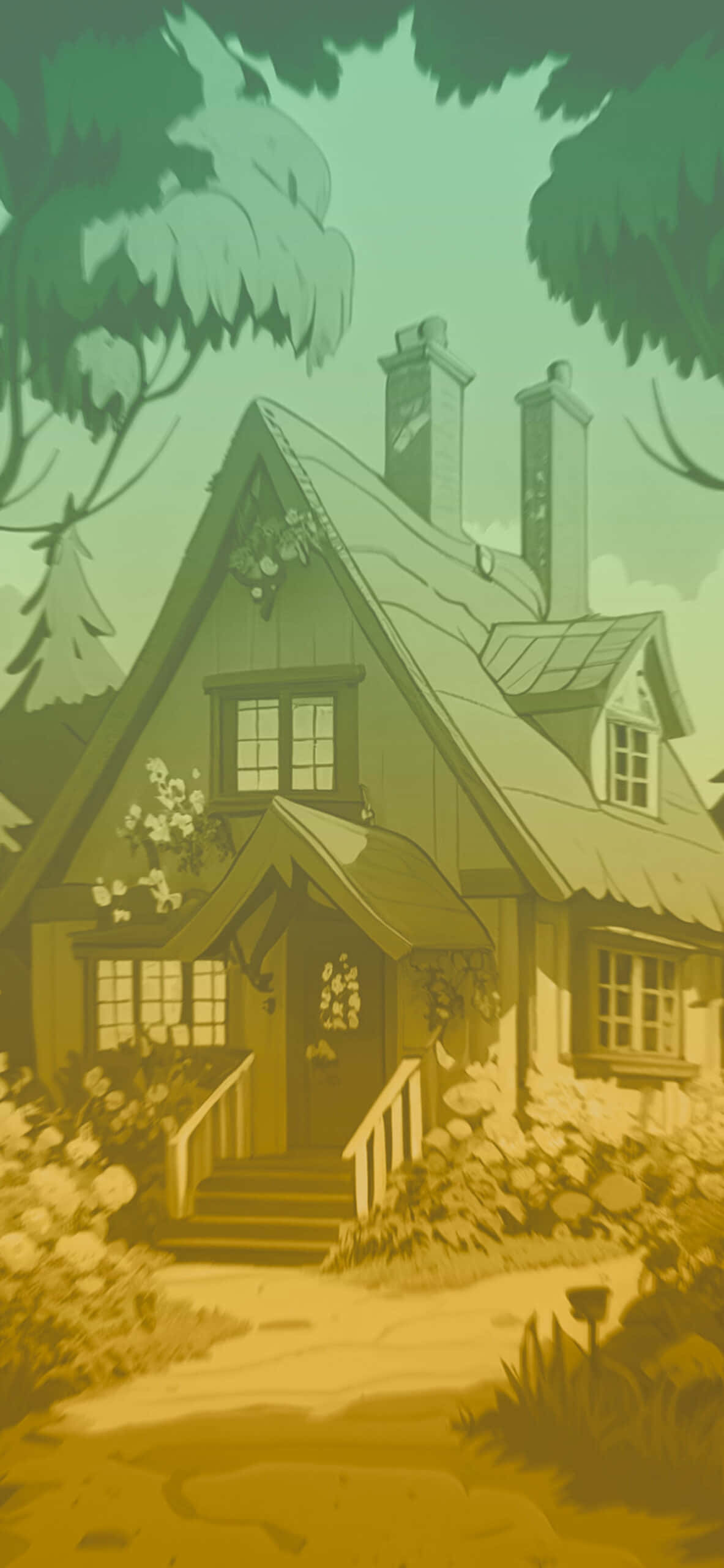 cottagecore fantasy illustration, cozy cottage, forest, 2K Phone Wallpaper