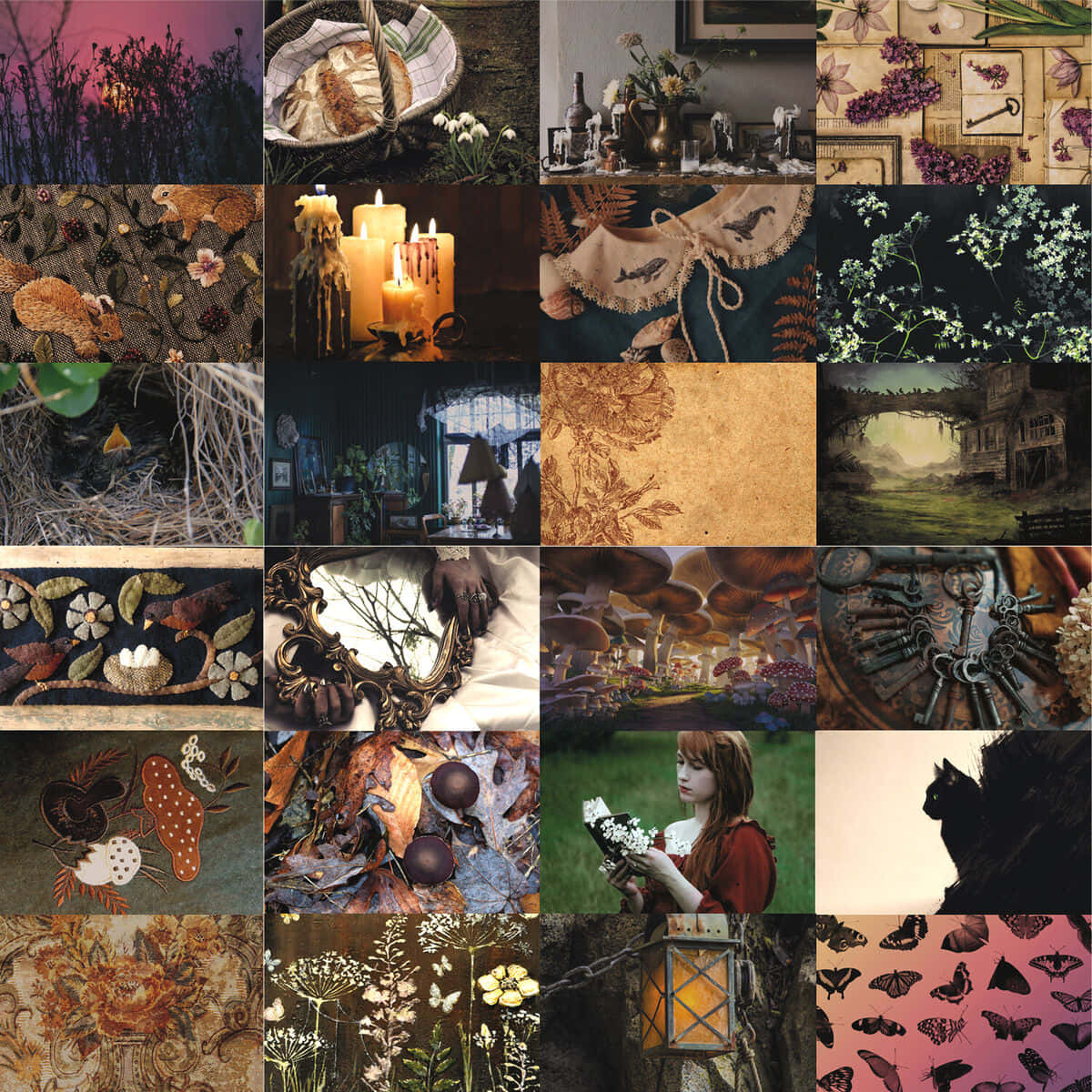 dark cottagecore aesthetic, cottagecore aesthetic collage, candles, SD Desktop Wallpaper