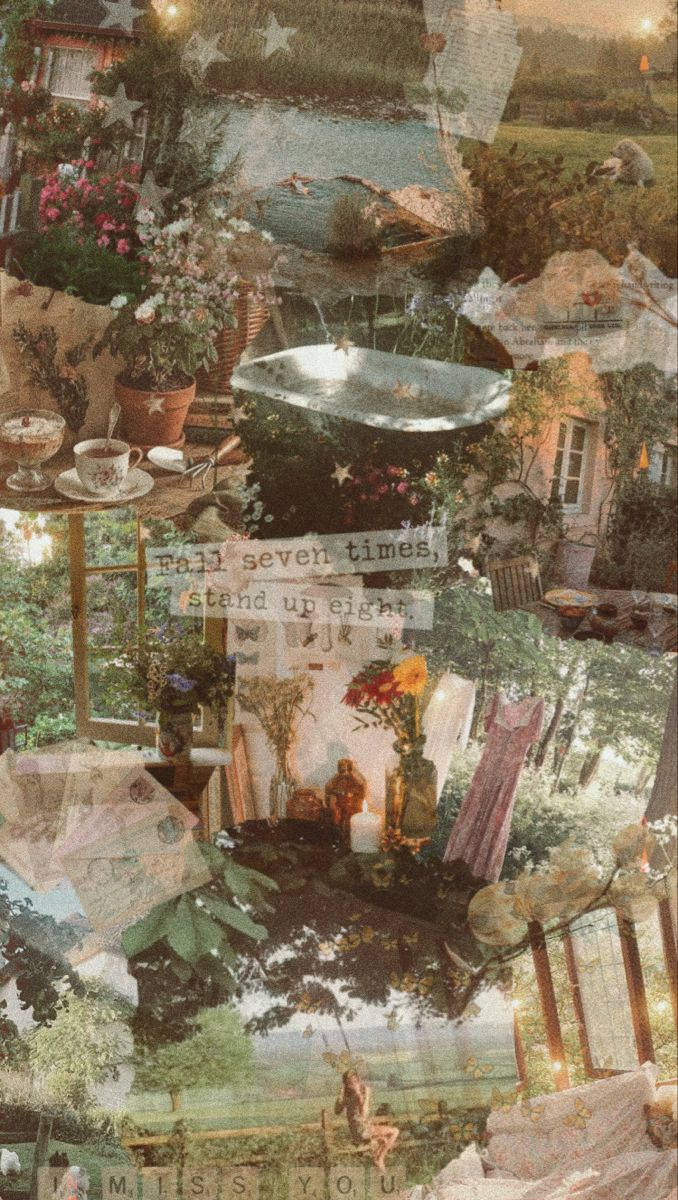 cozy cottage, lush greenery, vintage garden scenes, SD Phone Wallpaper