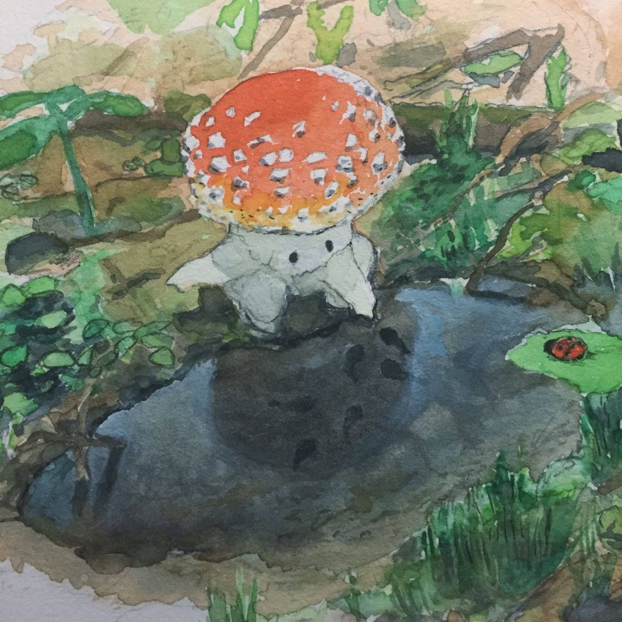 mushroom character, cottagecore, orange and white spotted mushroom, HD Phone Wallpaper
