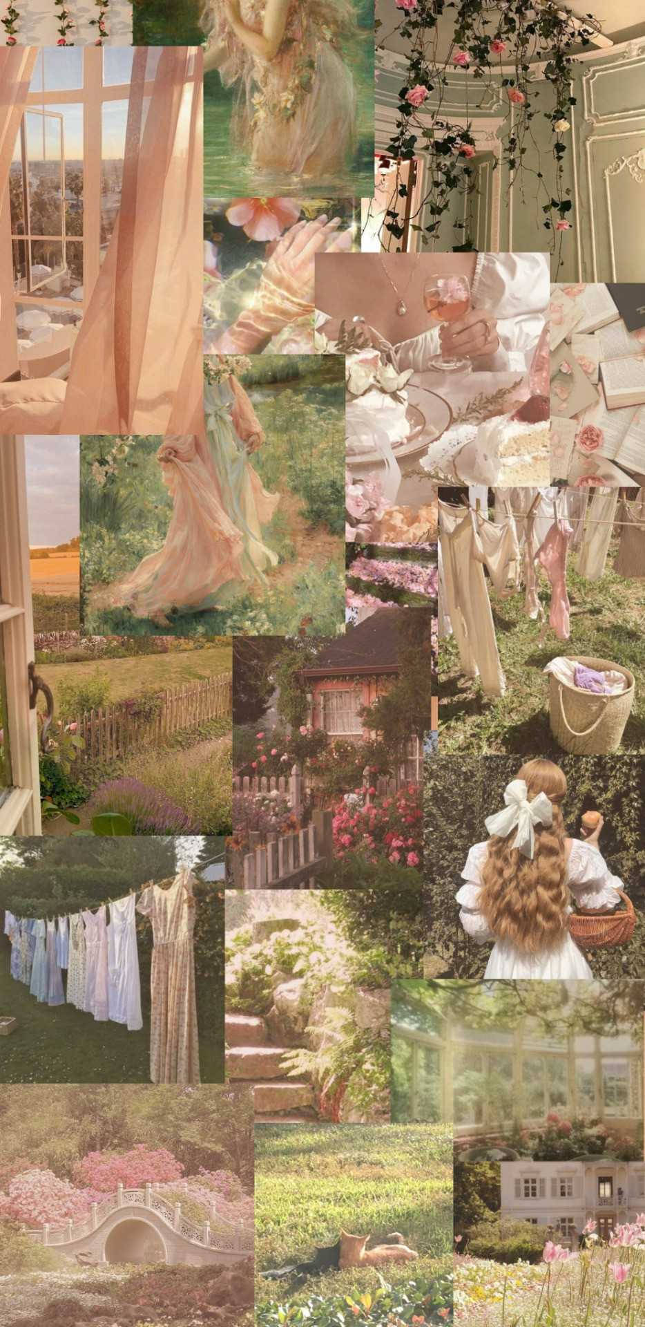 cottagecore, pastel, vintage gardens, Full HD Phone Wallpaper
