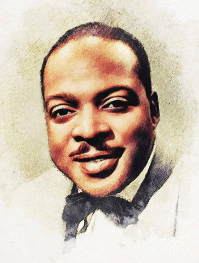 Count Basie, watercolor portrait, white shirt, SD Phone Wallpaper