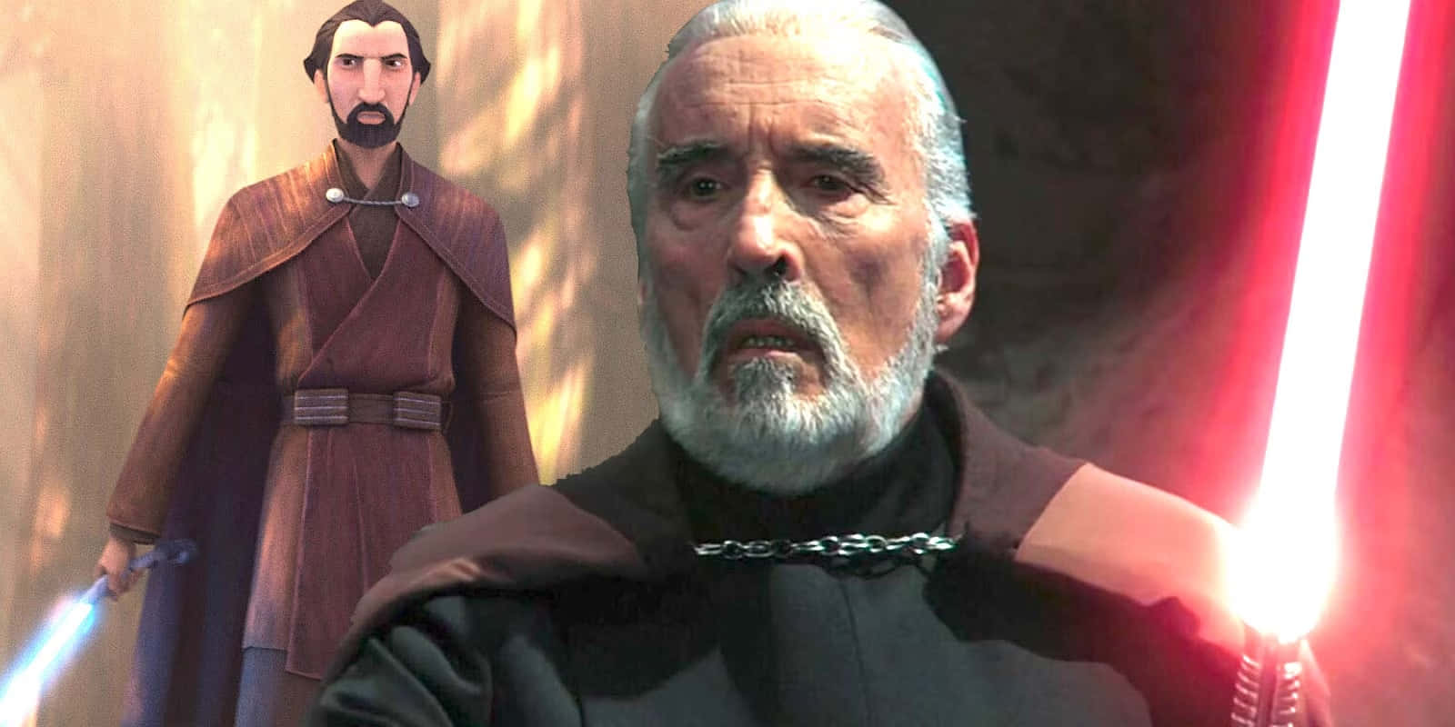 Count Dooku, red lightsaber, blue lightsaber, HD Desktop Wallpaper