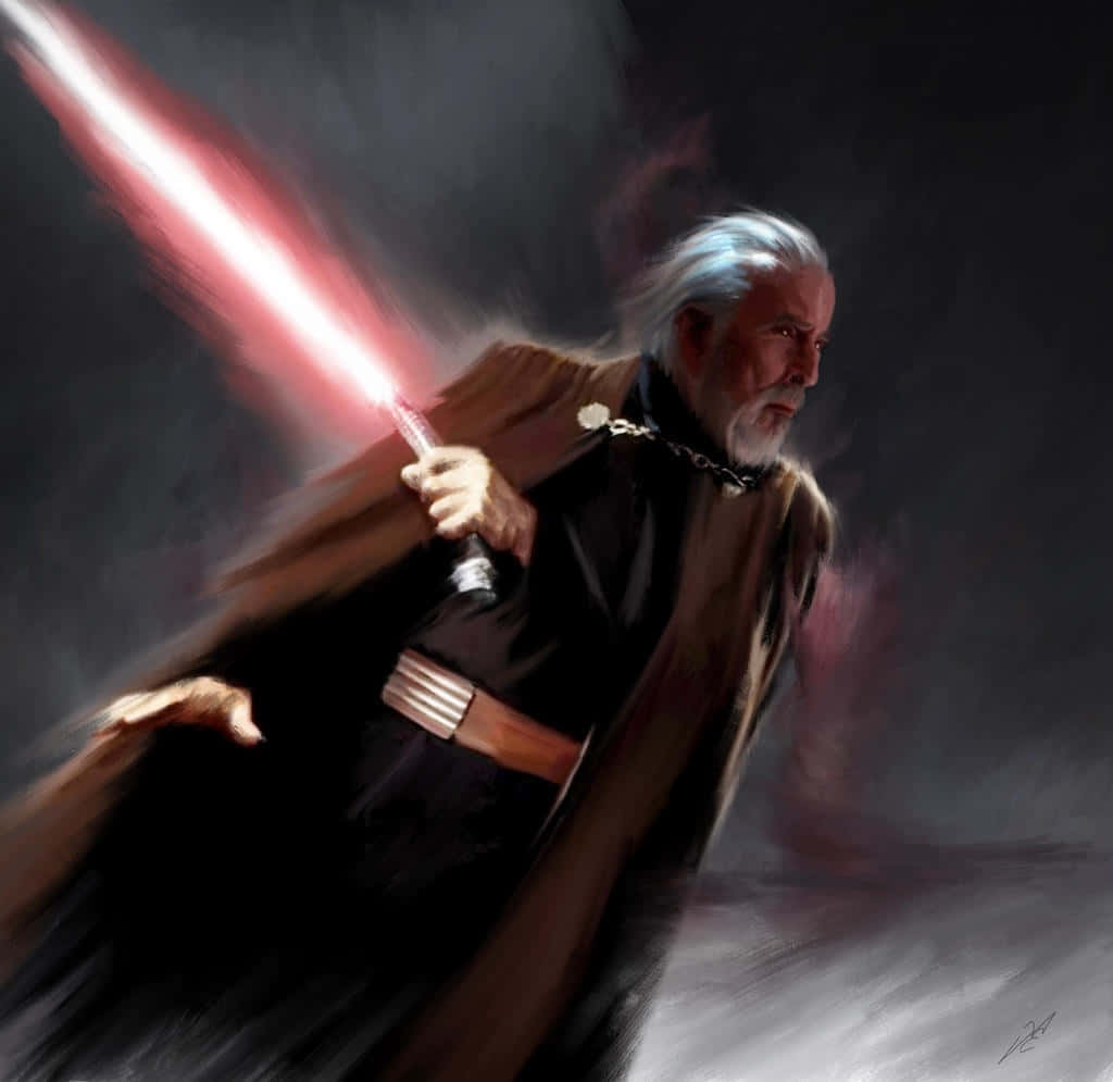 Count Dooku, red lightsaber, white hair, SD Desktop Wallpaper