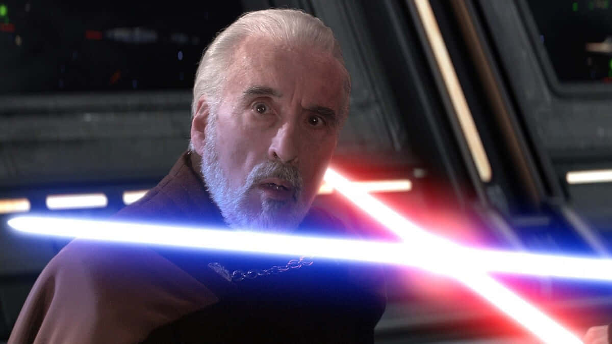 Count Dooku, blue and red lightsaber, spaceship interior, SD Desktop Wallpaper