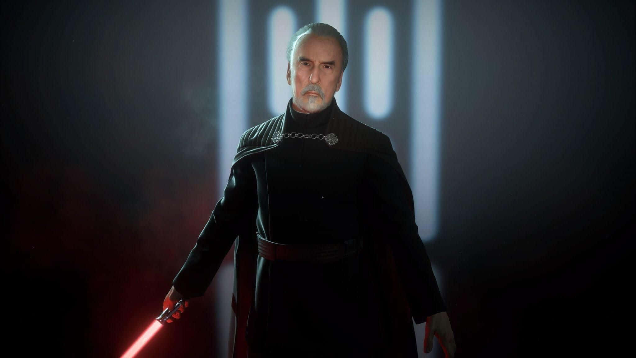 Count Dooku, black robes, glowing red lightsaber, Full HD Desktop Wallpaper
