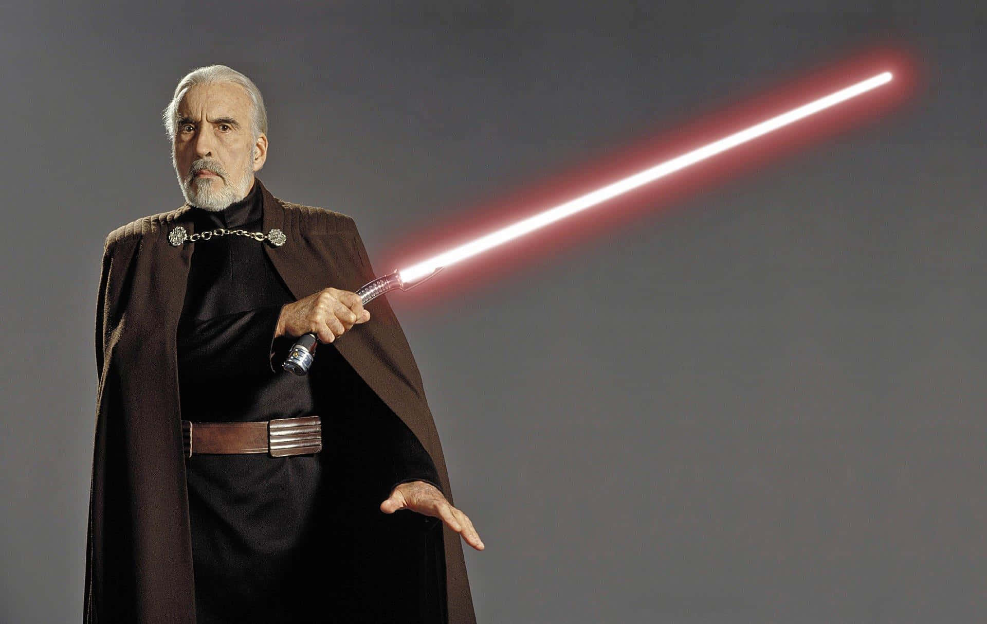 Count Dooku, red lightsaber, white beard, Full HD Desktop Wallpaper