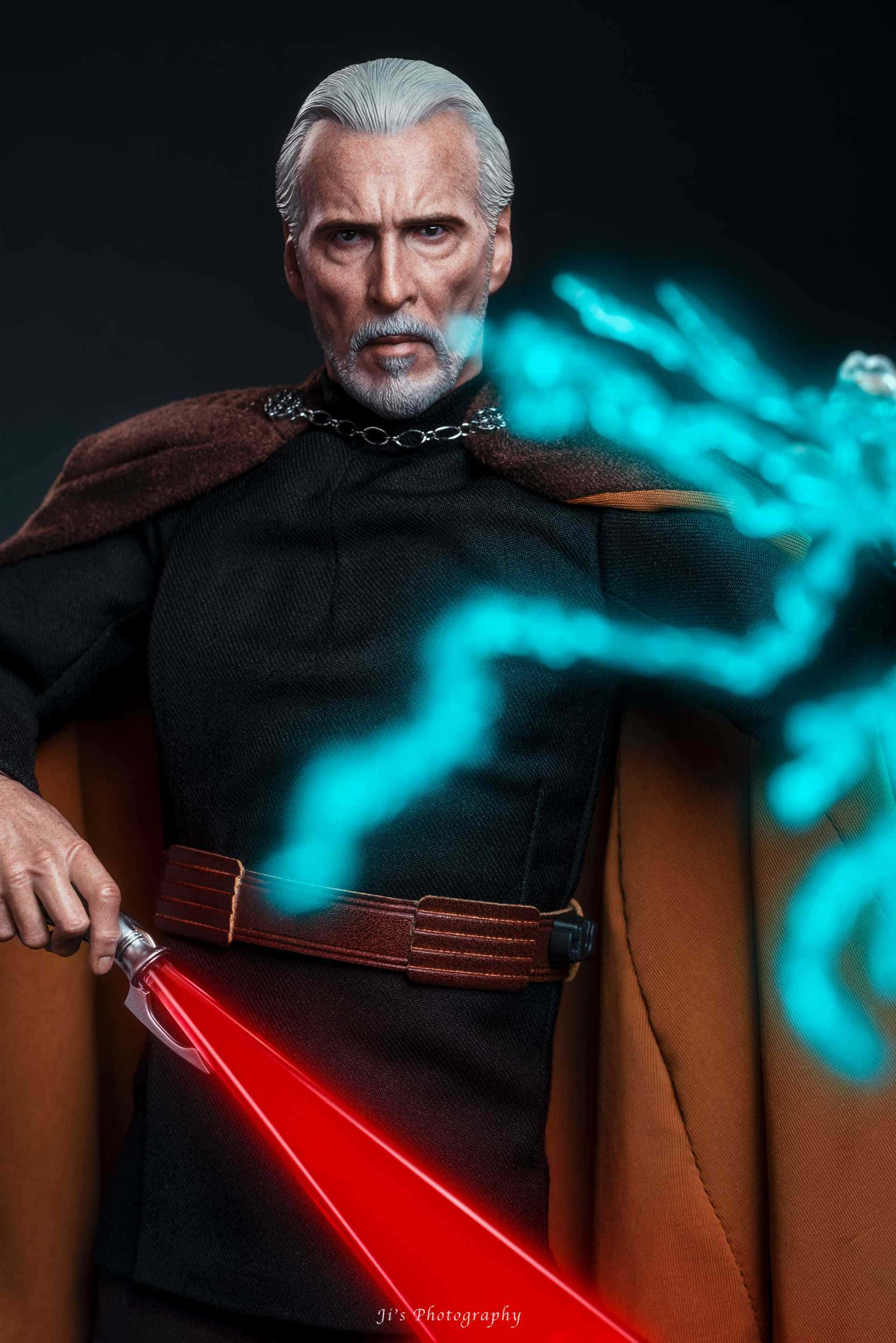 Count Dooku, brown cloak, red lightsaber, 2K Phone Wallpaper