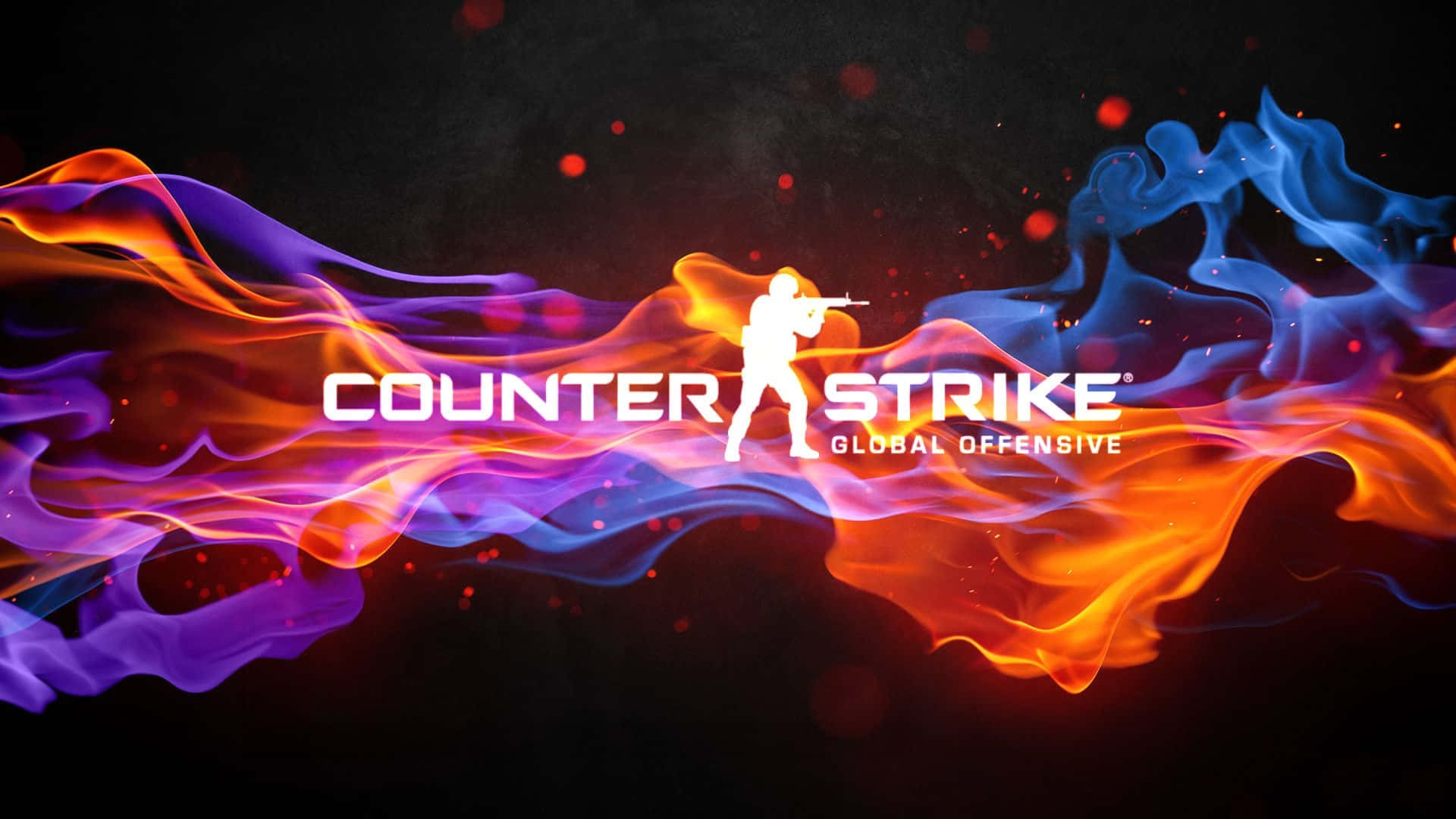 Counter Strike Global Offensive, fiery orange, electric blue, Full HD Desktop Wallpaper