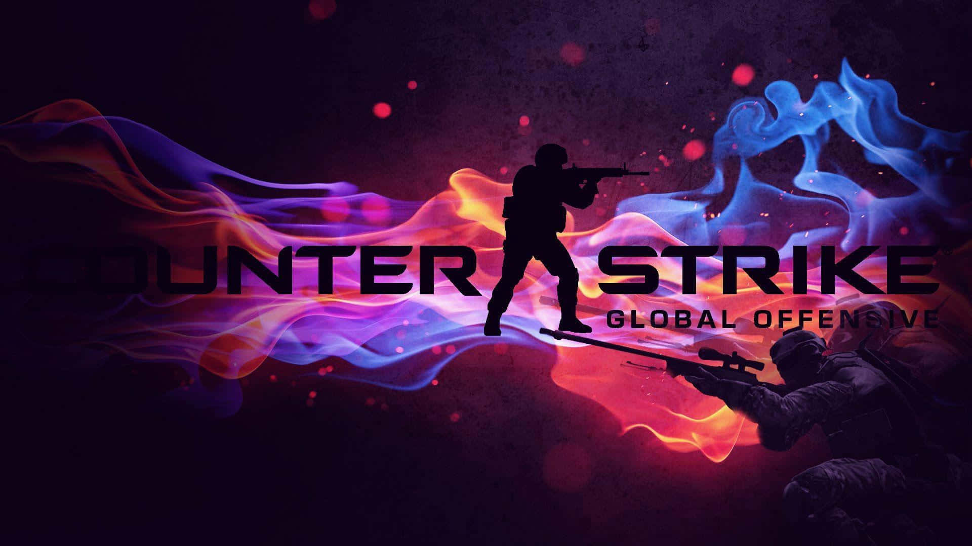 Counter Strike Global Offensive, purple orange and blue, dark backdrop, Full HD Desktop Wallpaper