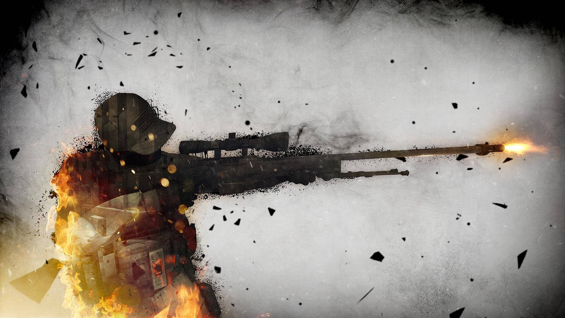 Counter Strike Global Offensive, sniper rifle, muzzle flash, Full HD Desktop Wallpaper