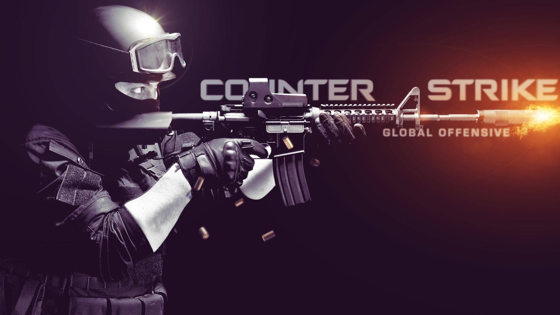 Counter Strike Global Offensive, rifle, muzzle flash, Full HD Desktop Wallpaper