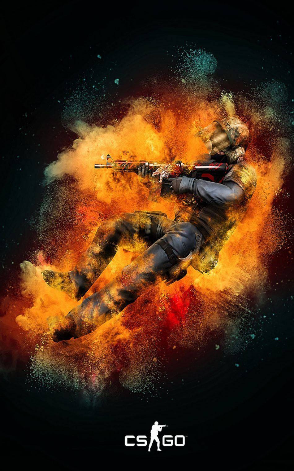Counter Strike Global Offensive, soldier, orange smoke cloud, HD Phone Wallpaper