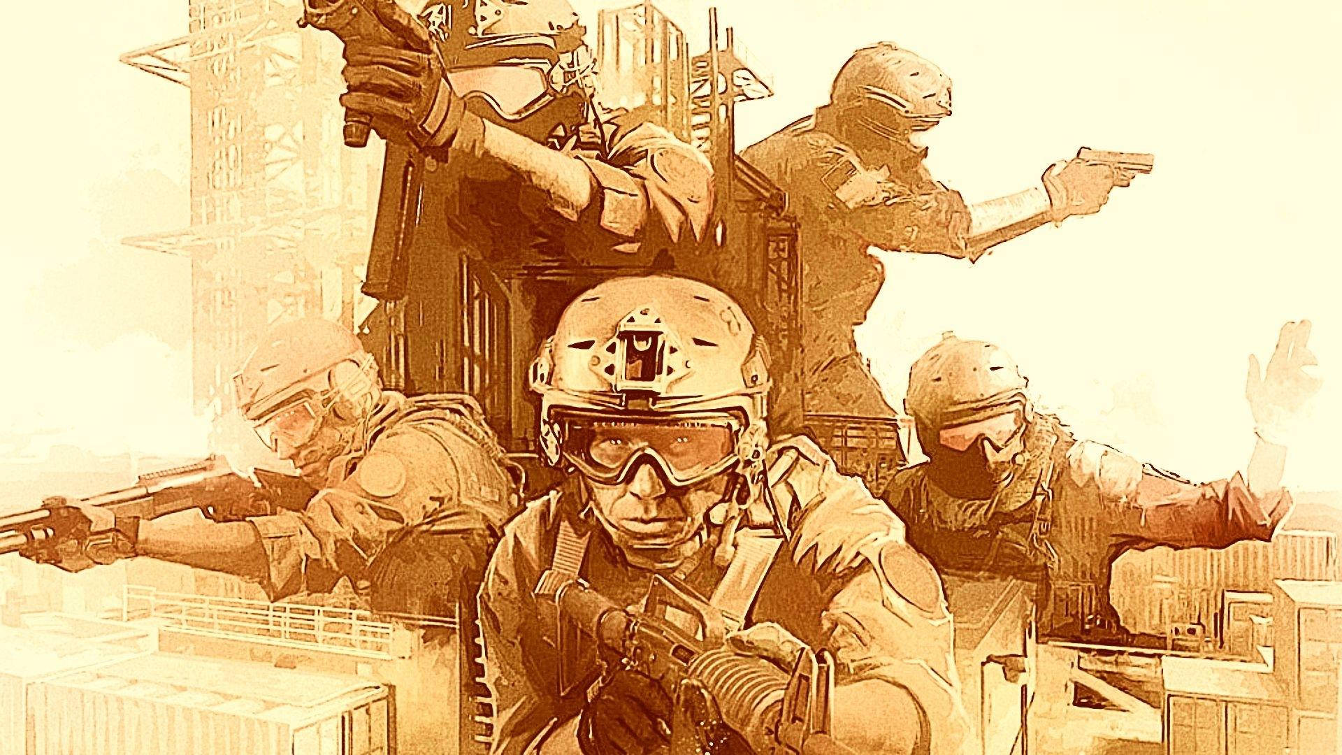 Counter Strike Global Offensive, brown, tactical soldiers, Full HD Desktop Wallpaper