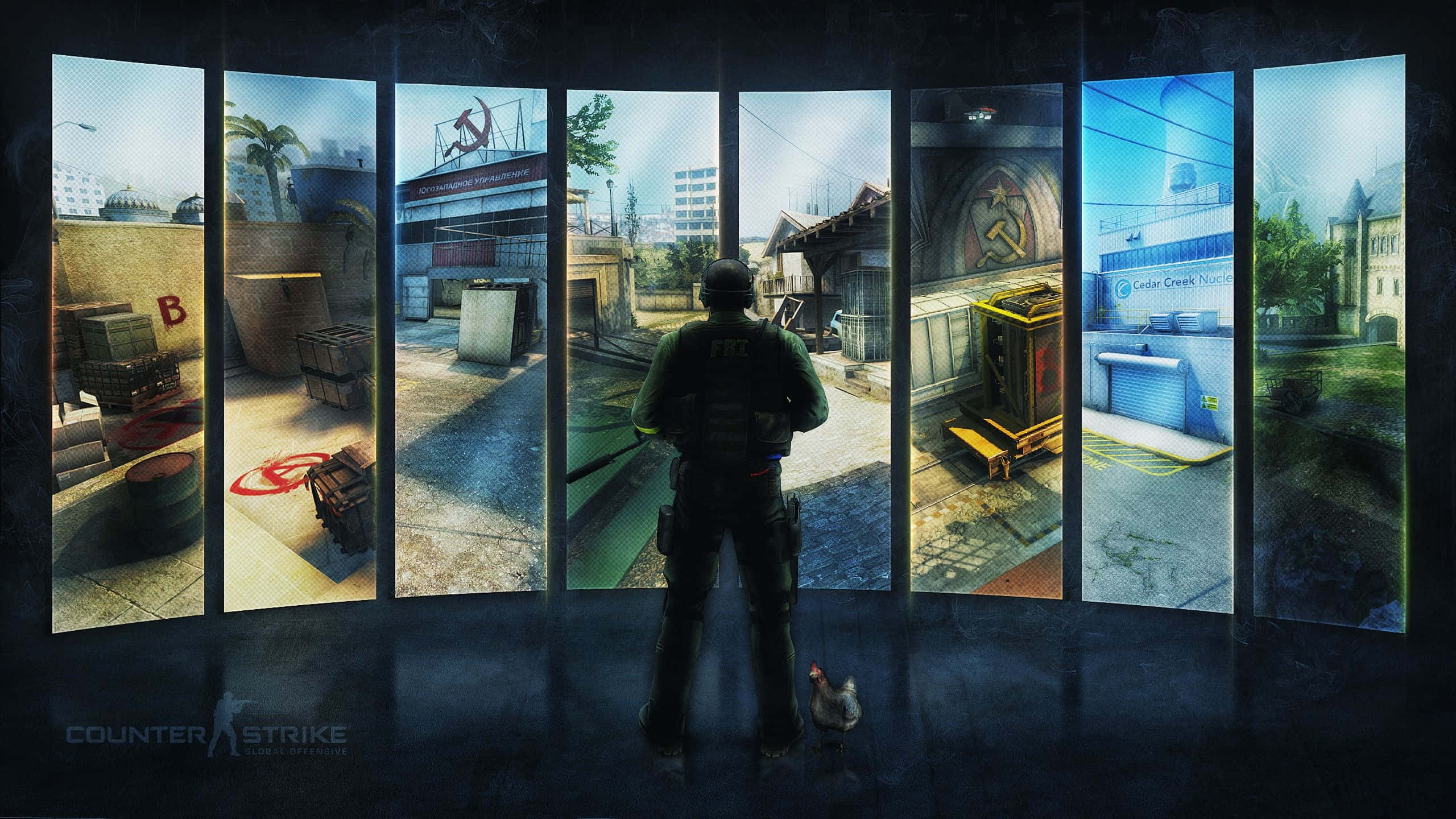 Counter Strike Global Offensive, soldier, six vertical screens, 2K Desktop Wallpaper