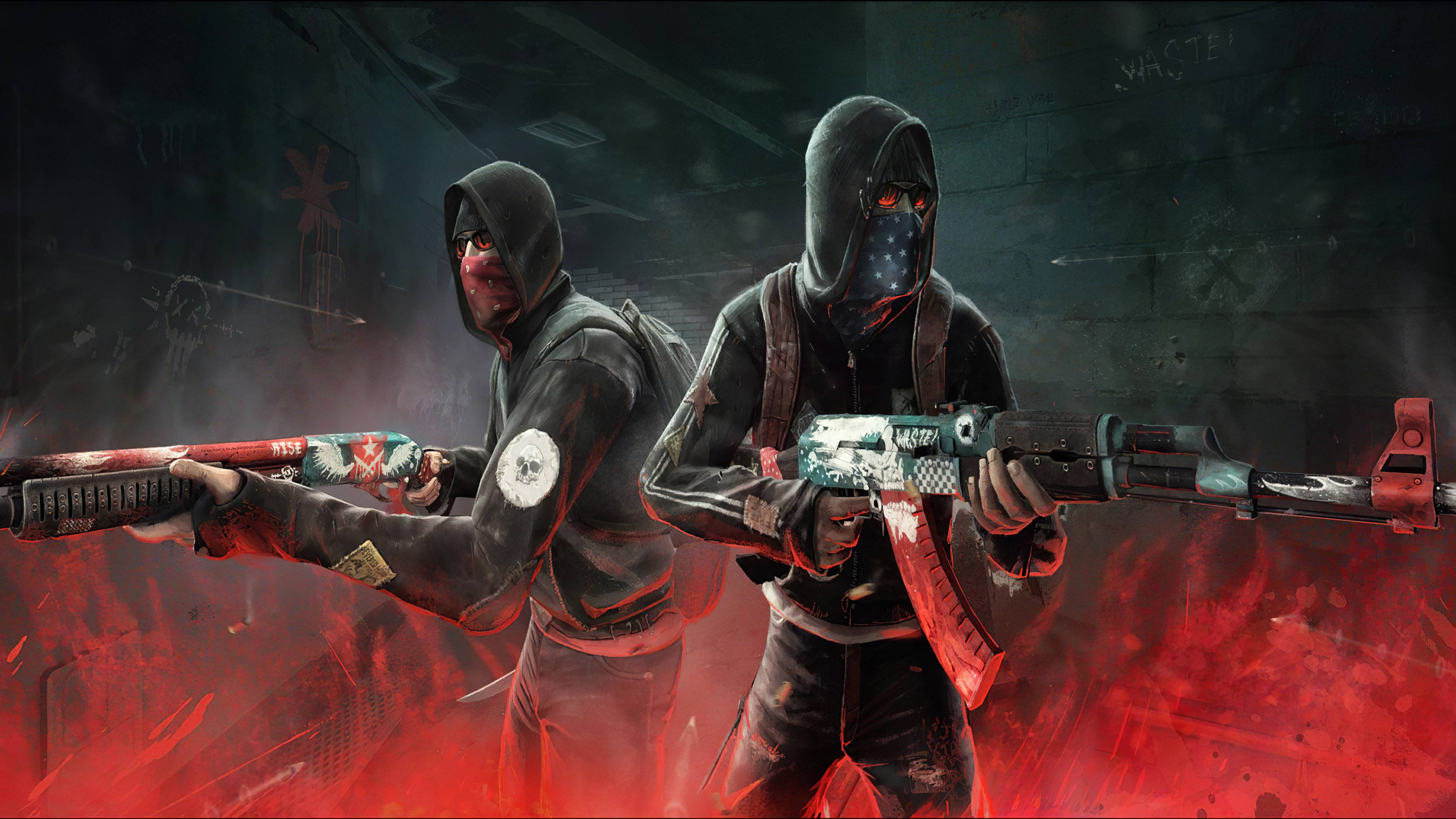 Counter Strike Global Offensive, hooded characters, urban alley, 4K Desktop Wallpaper