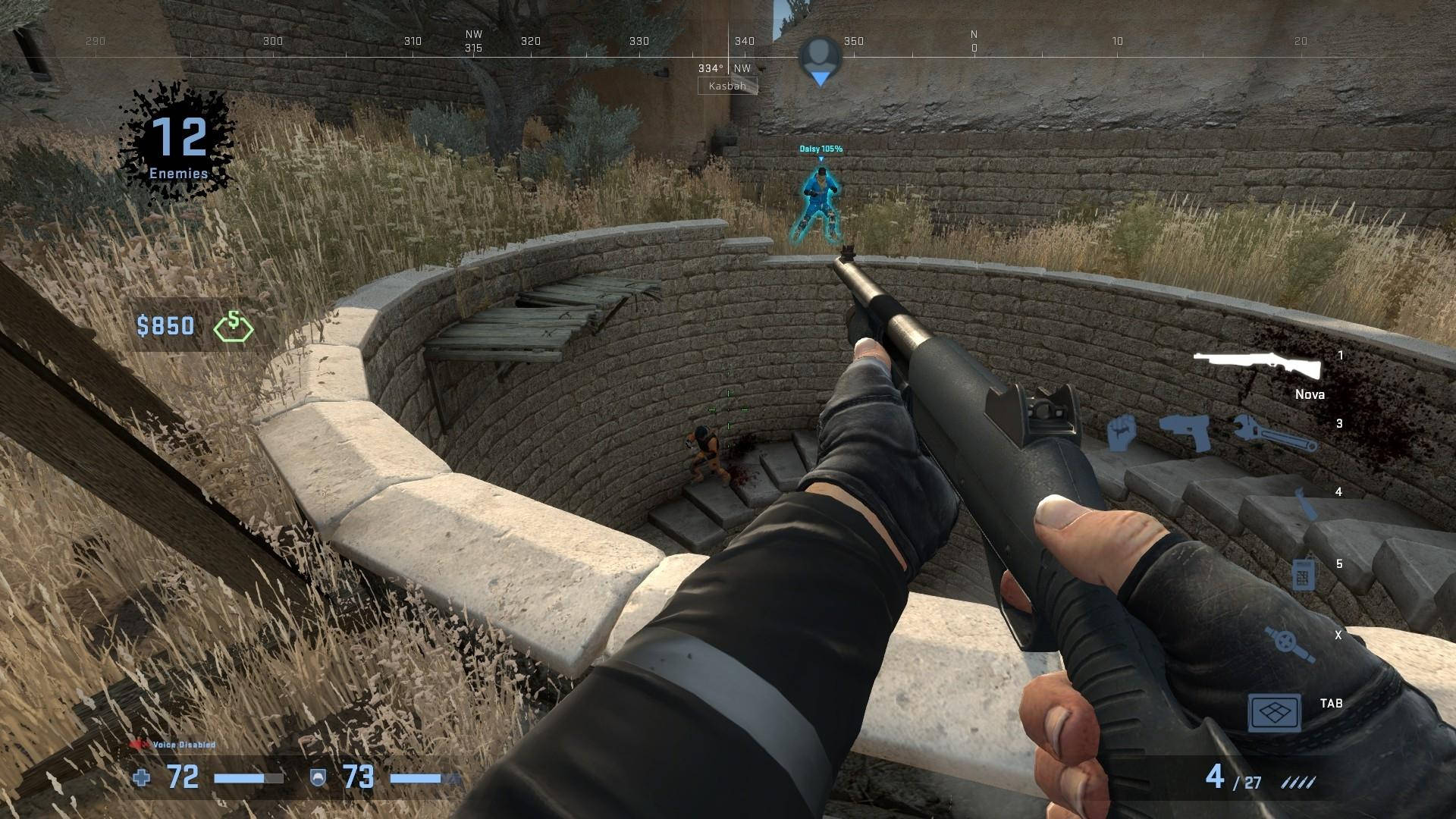 Counter Strike Global Offensive, shotgun, glowing blue enemy, Full HD Desktop Wallpaper