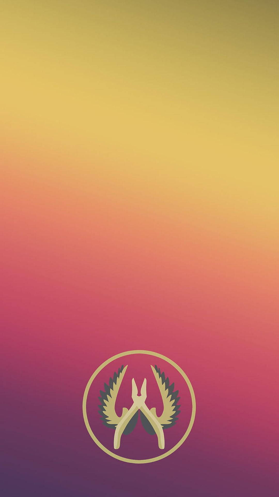 pink and yellow cs go iphone, golden pliers logo, winged sides, Full HD Phone Wallpaper
