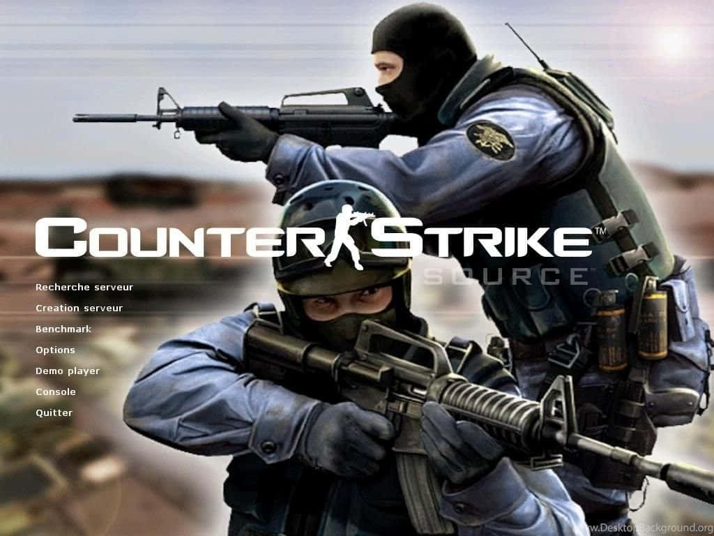 Counter-Strike: Source, blue gear, rifles, SD Desktop Wallpaper