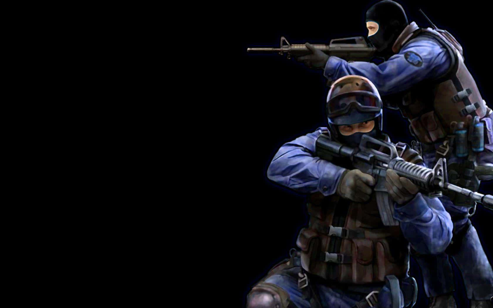 Counterstrike, blue uniforms, masks, HD Desktop Wallpaper