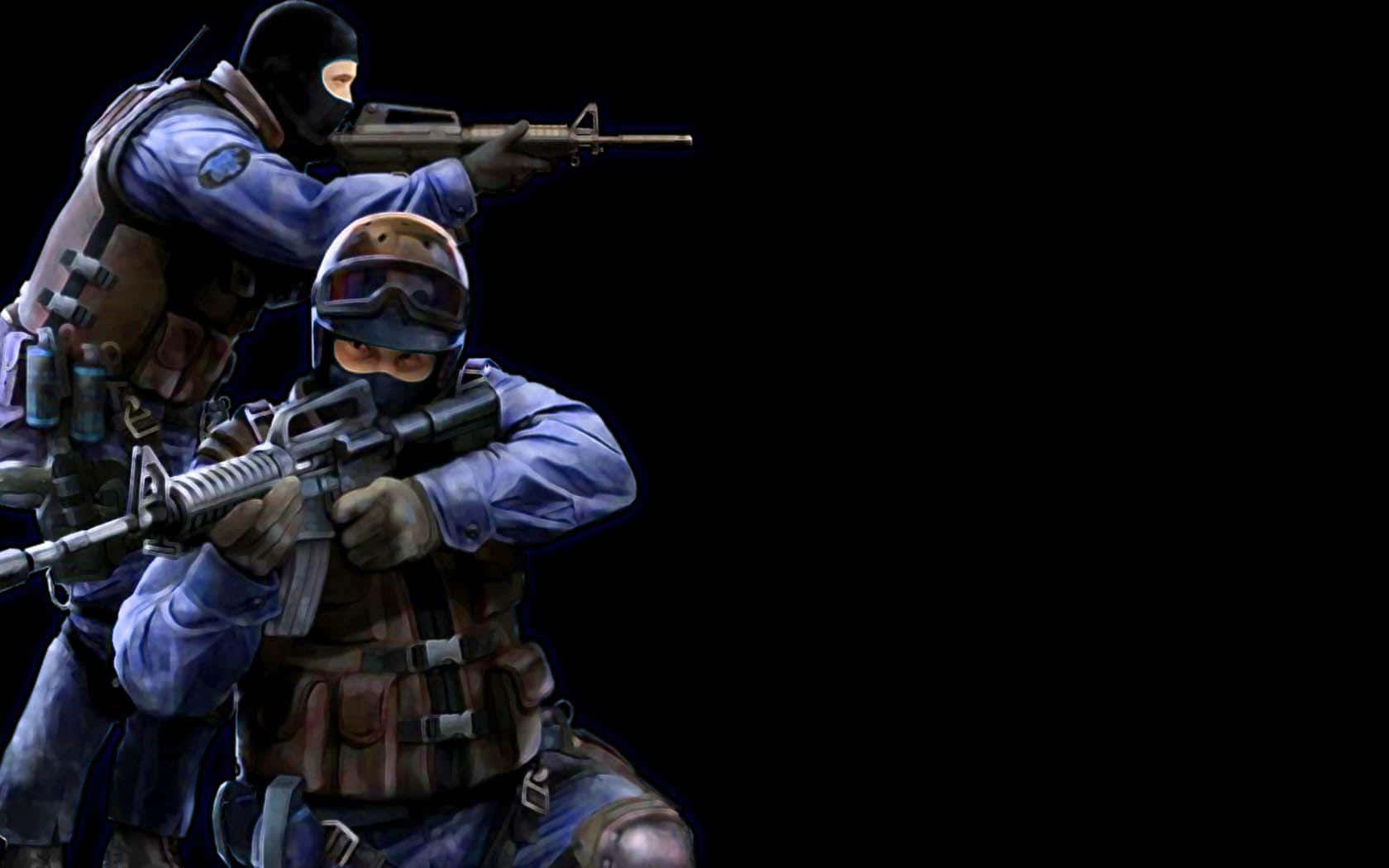 Counterstrike, blue uniforms, masks, HD Desktop Wallpaper