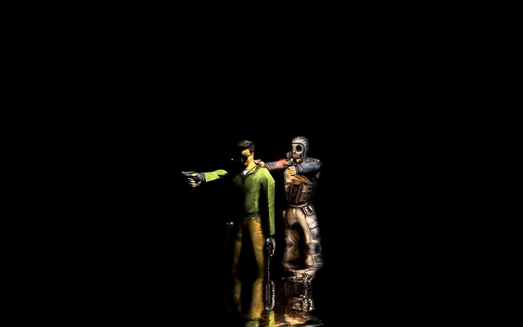 Counterstrike, green shirt, gas mask, HD Desktop Wallpaper