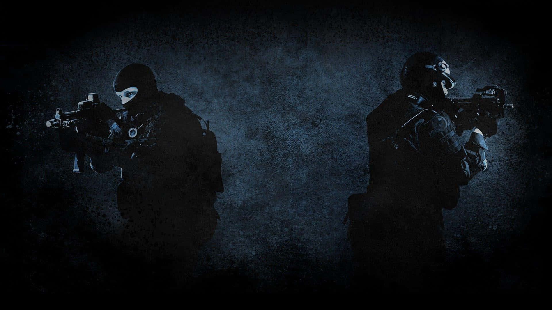 Counterstrike, tactical gear, dark blue textured wall, Full HD Desktop Wallpaper