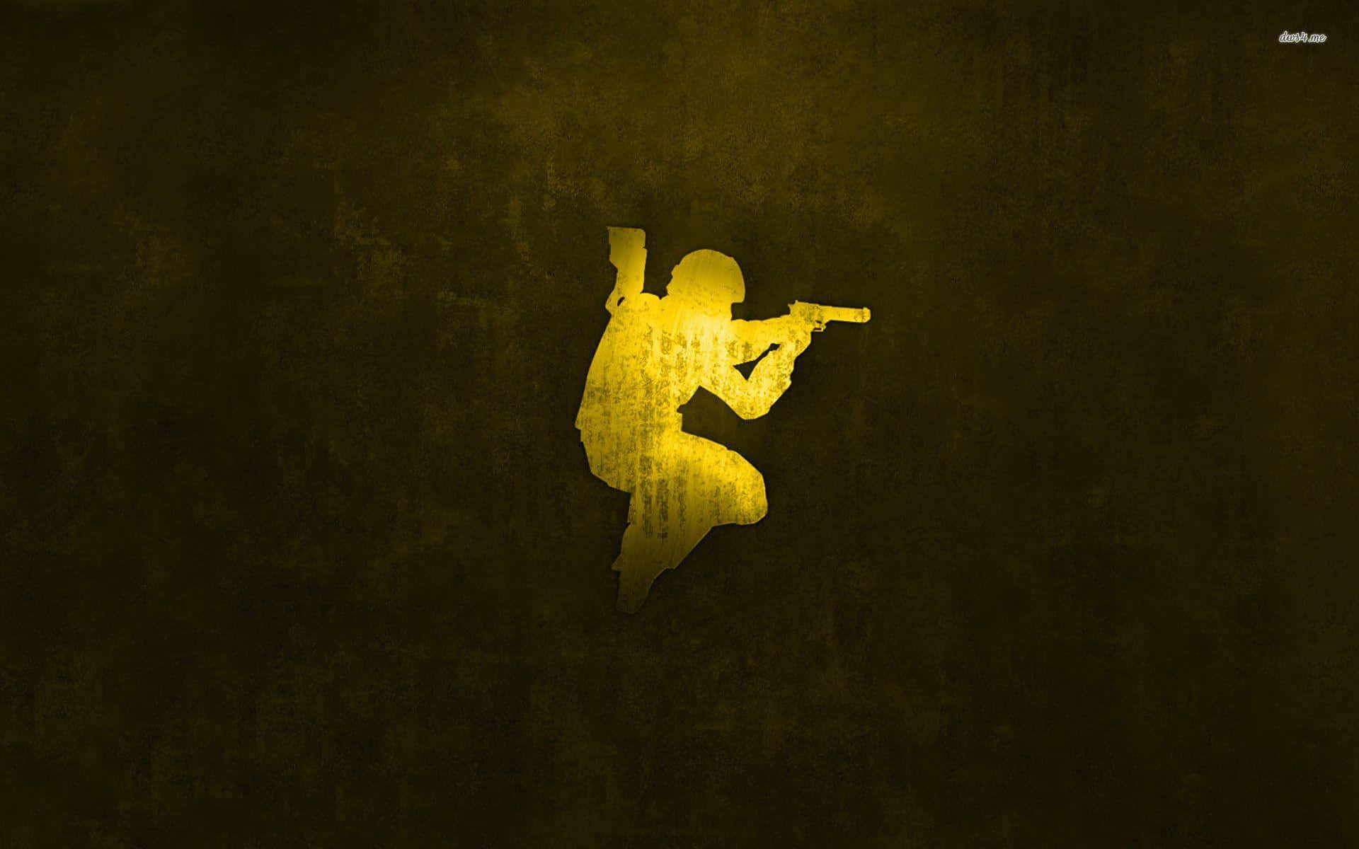 Counterstrike, glowing yellow silhouette, soldier, Full HD Desktop Wallpaper