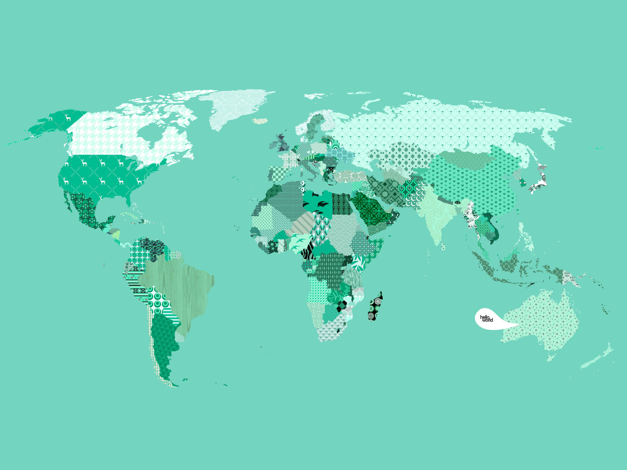 Green Pattern Countries Map, world map, continents, Full HD Desktop Wallpaper