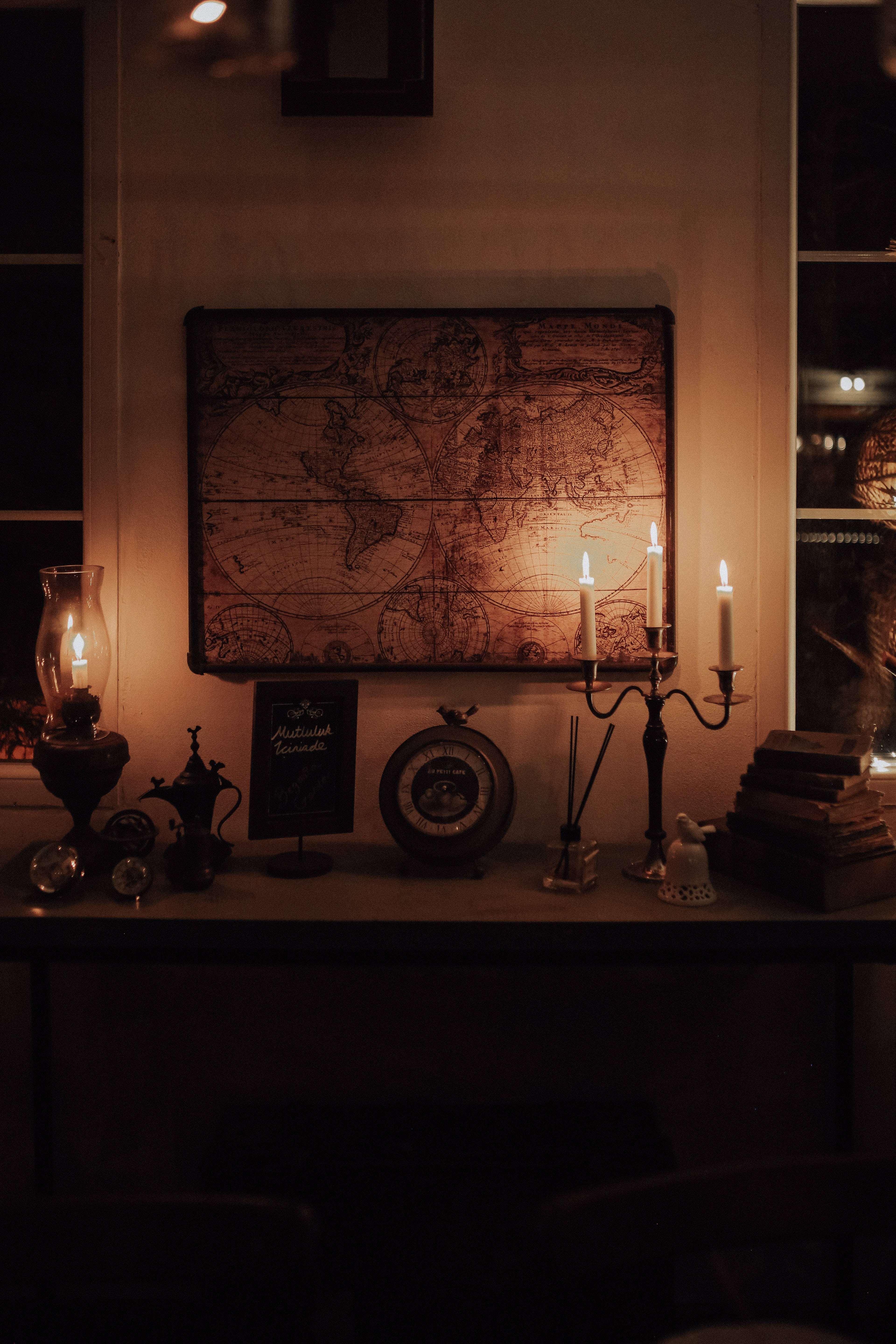 Countries Map, vintage map, console table, 5K Phone Wallpaper
