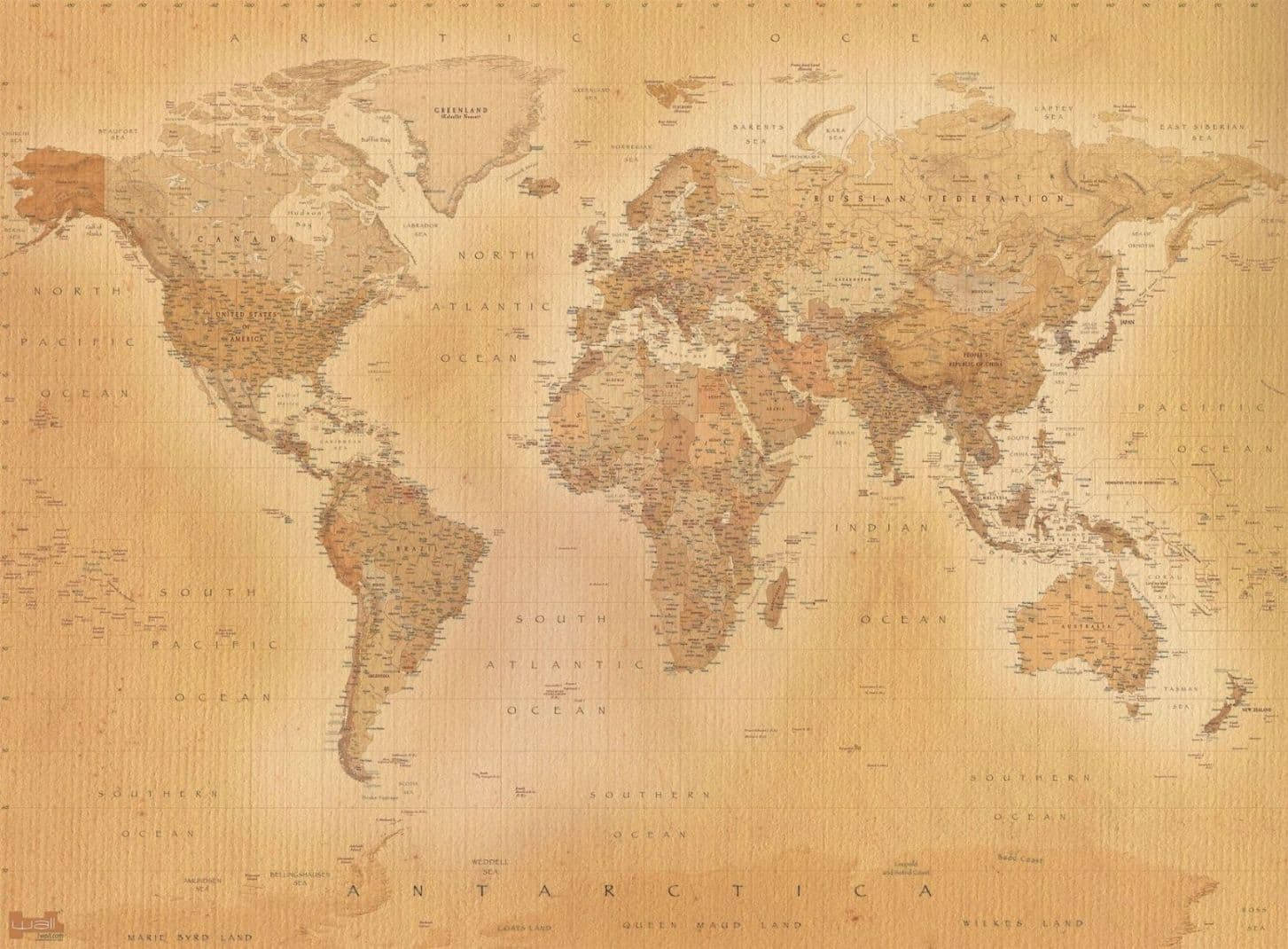 Countries Map, old paper, sepia tones, HD Desktop Wallpaper