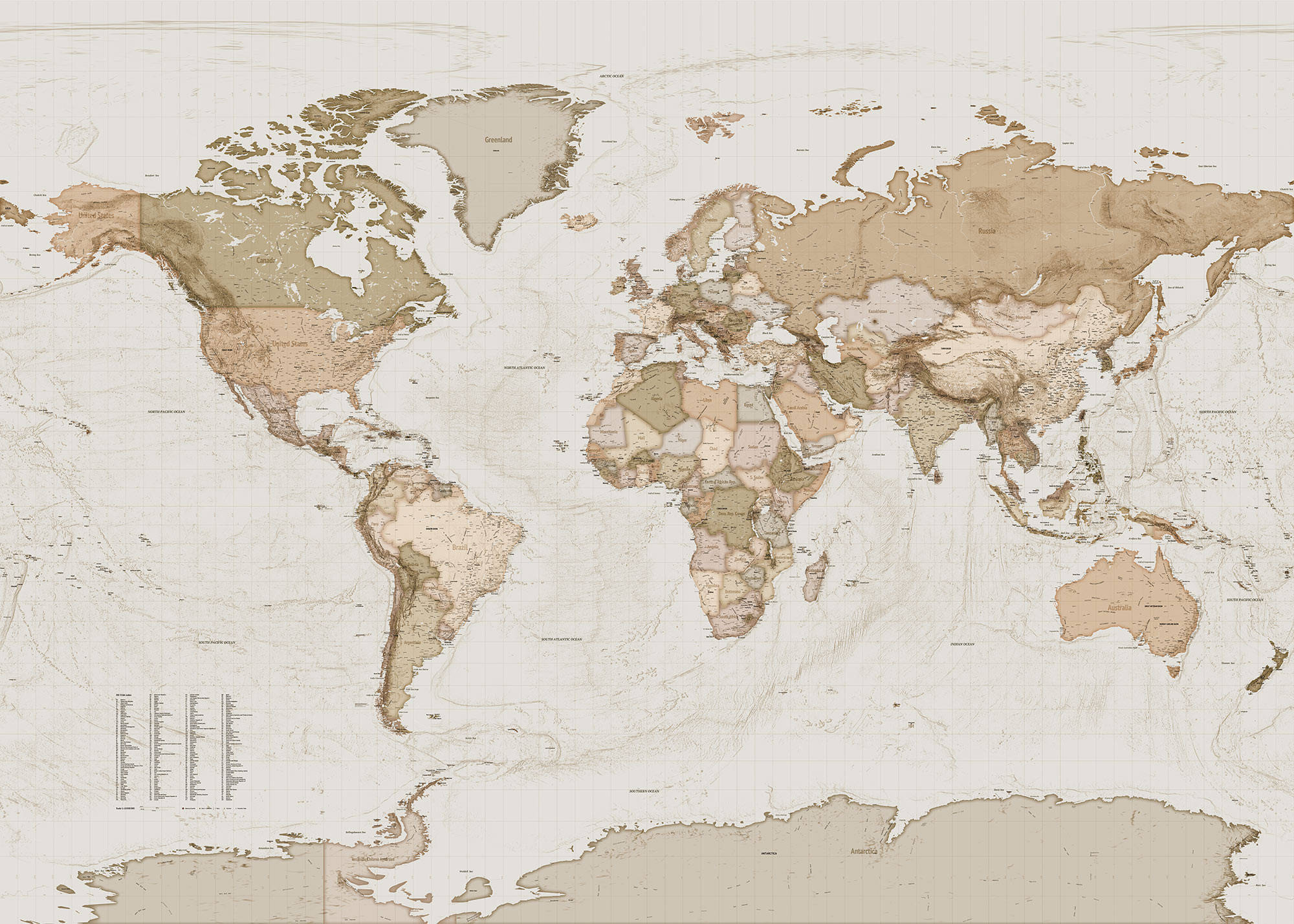 Countries Map, sepia, earthy tones, Full HD Desktop Wallpaper
