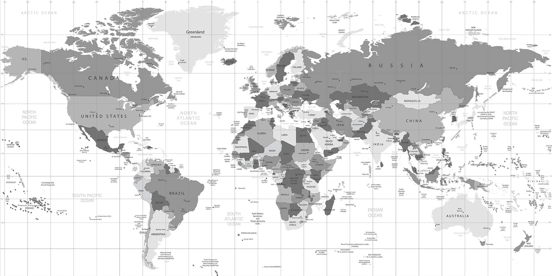 Countries Map, greyscale, world map, Full HD Desktop Wallpaper