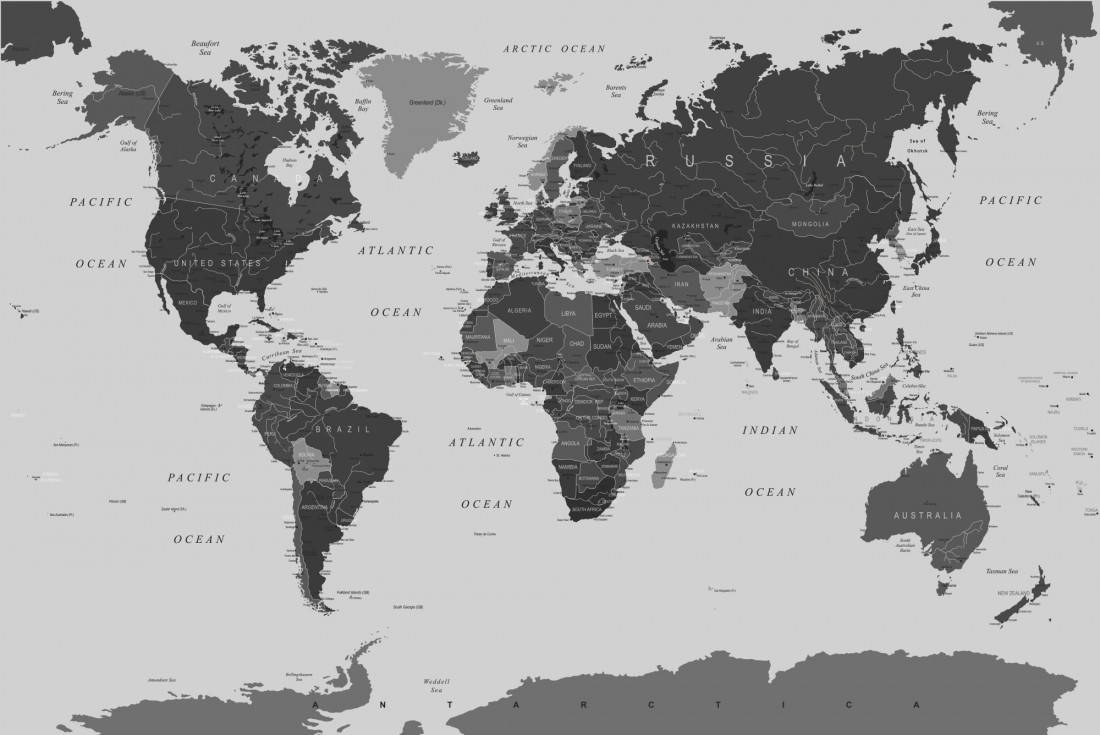Countries Map, dark palette, minimalist, SD Desktop Wallpaper