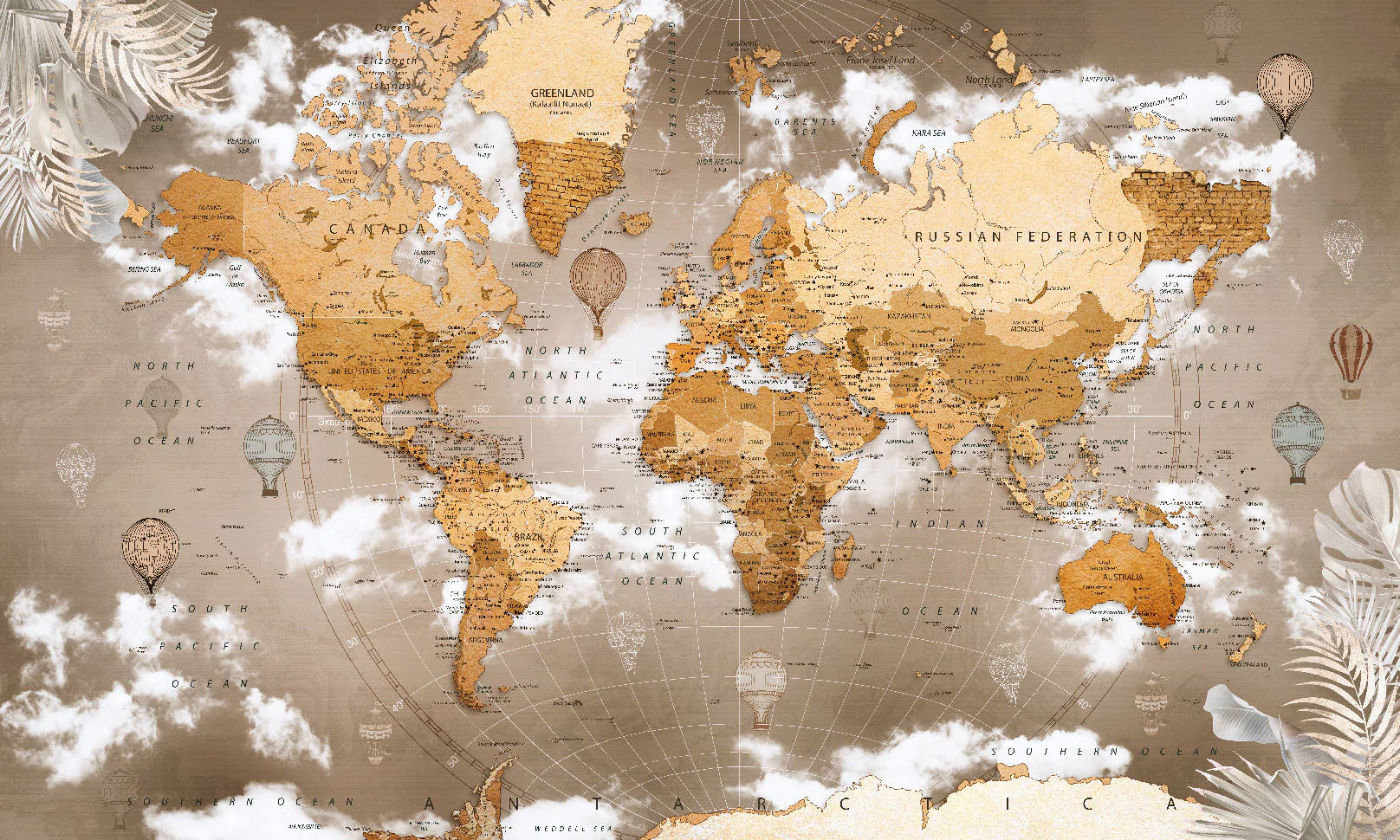 Countries Map, Sky Theme, sepia, HD Desktop Wallpaper