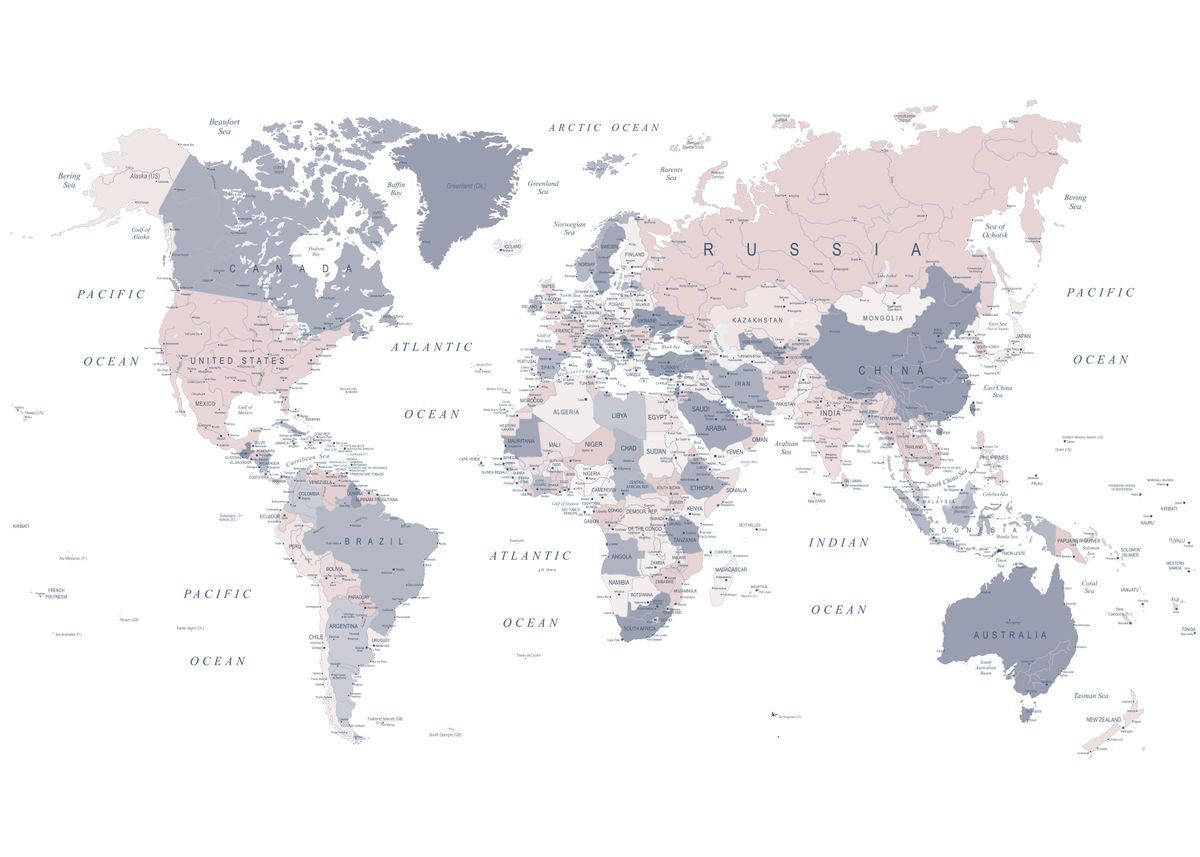 Countries Map, pastel, soft pink, SD Desktop Wallpaper
