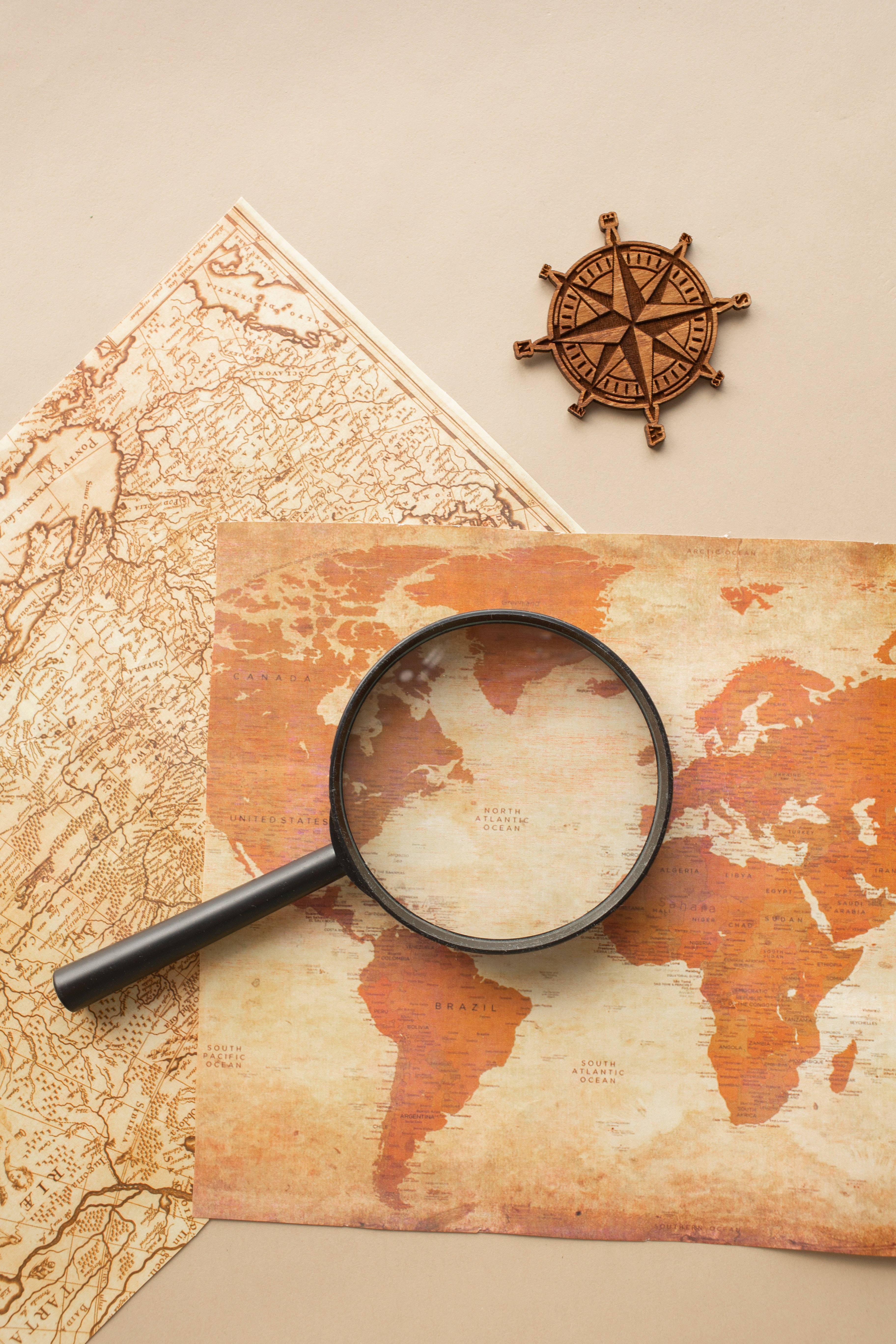 magnify countries map, vintage world map, magnifying glass, 5K Phone Wallpaper