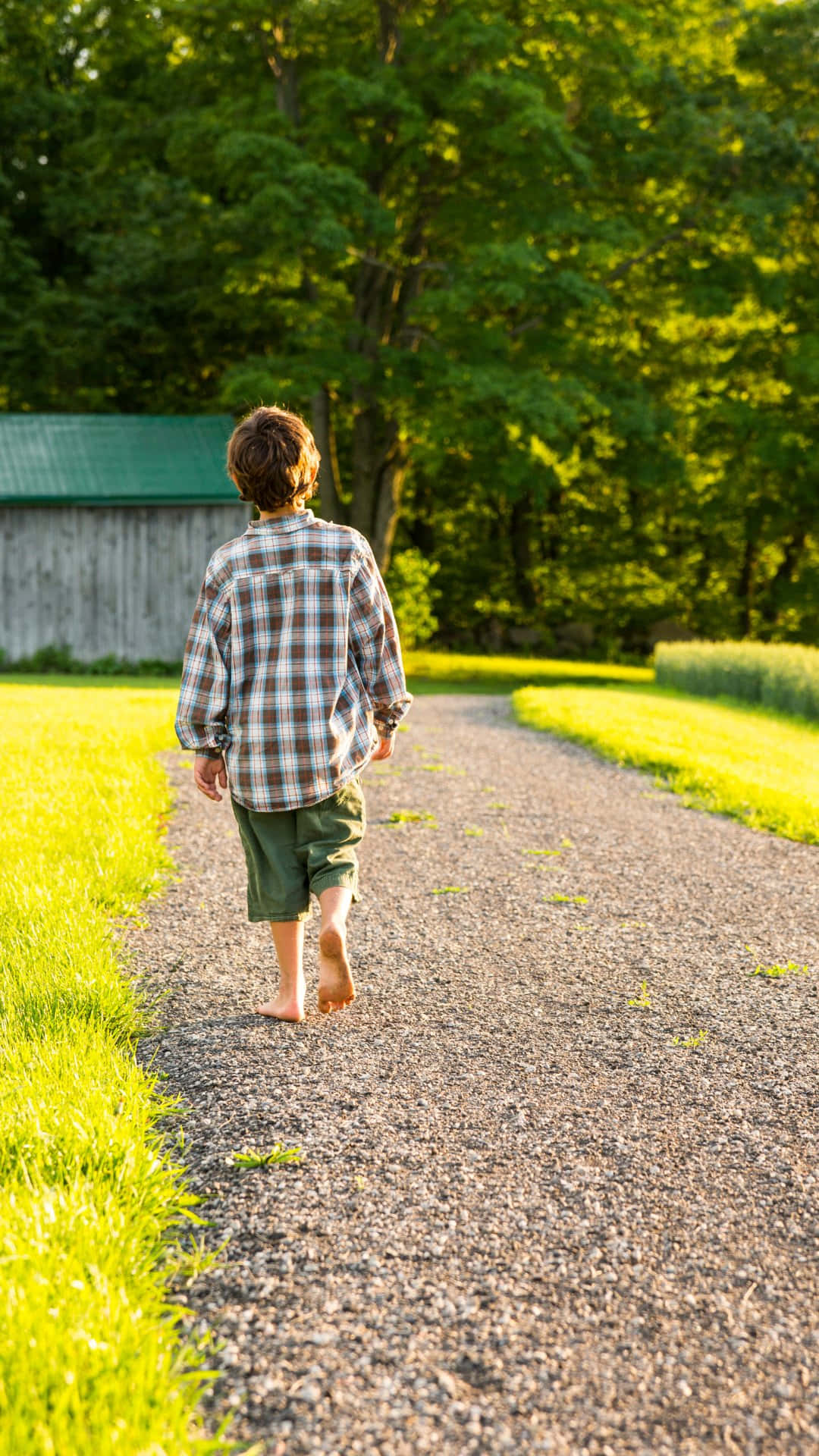 Country Boy, rural path, gravel path, Full HD Phone Wallpaper