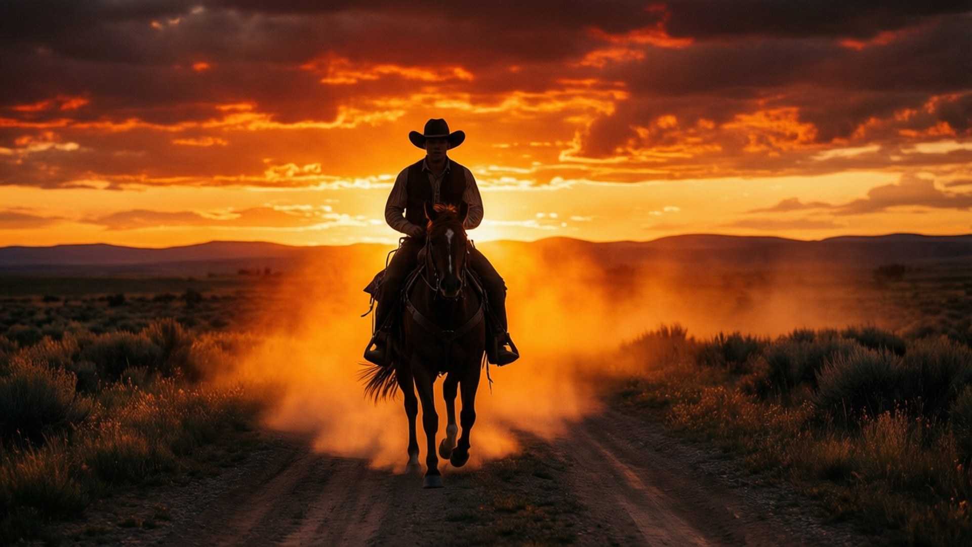 Country Boy, horse, dusk, Full HD Desktop Wallpaper