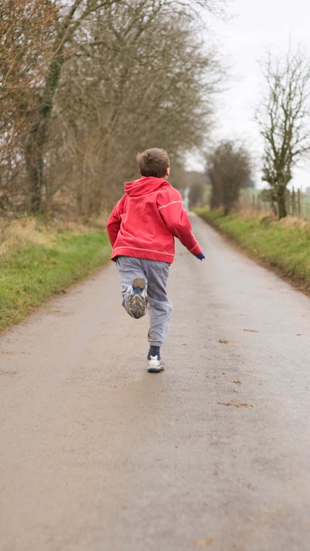 Country Boy, red hoodie, wet country road, Full HD Phone Wallpaper