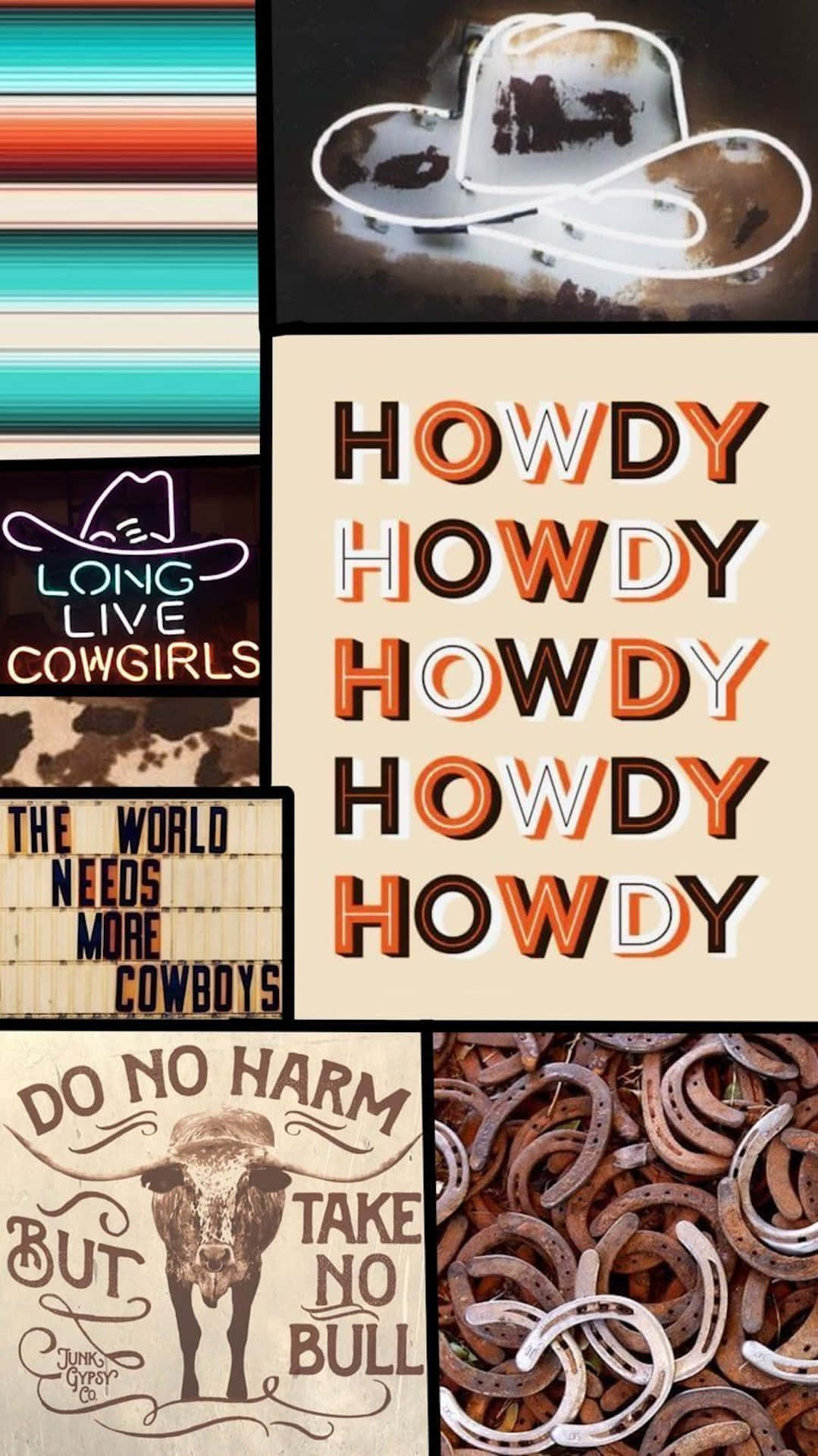 Country Cowgirl Aesthetic, neon hats, striped textiles, Full HD Phone Wallpaper