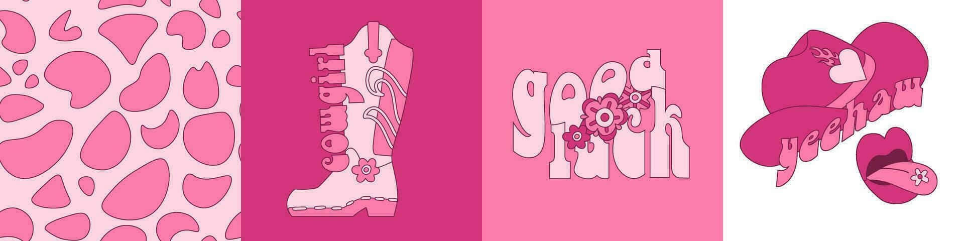 Pink Cowgirl Aesthetic Collage, pink cowgirl boot, pink cowgirl hat, Full HD Desktop Wallpaper