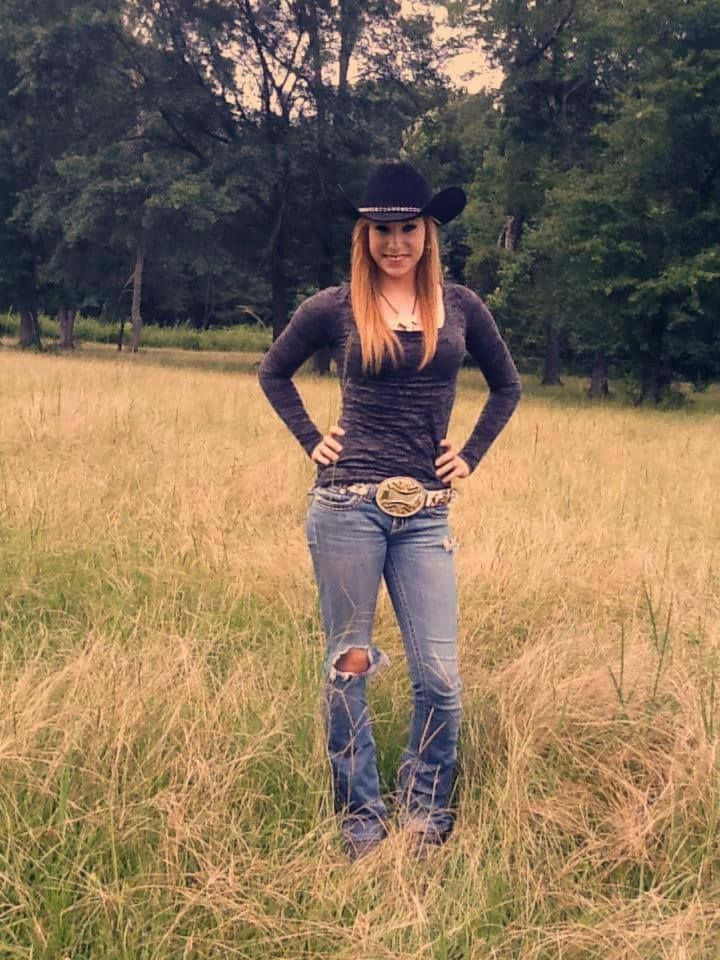 Country Girl, cowboy hat, ripped jeans, SD Phone Wallpaper