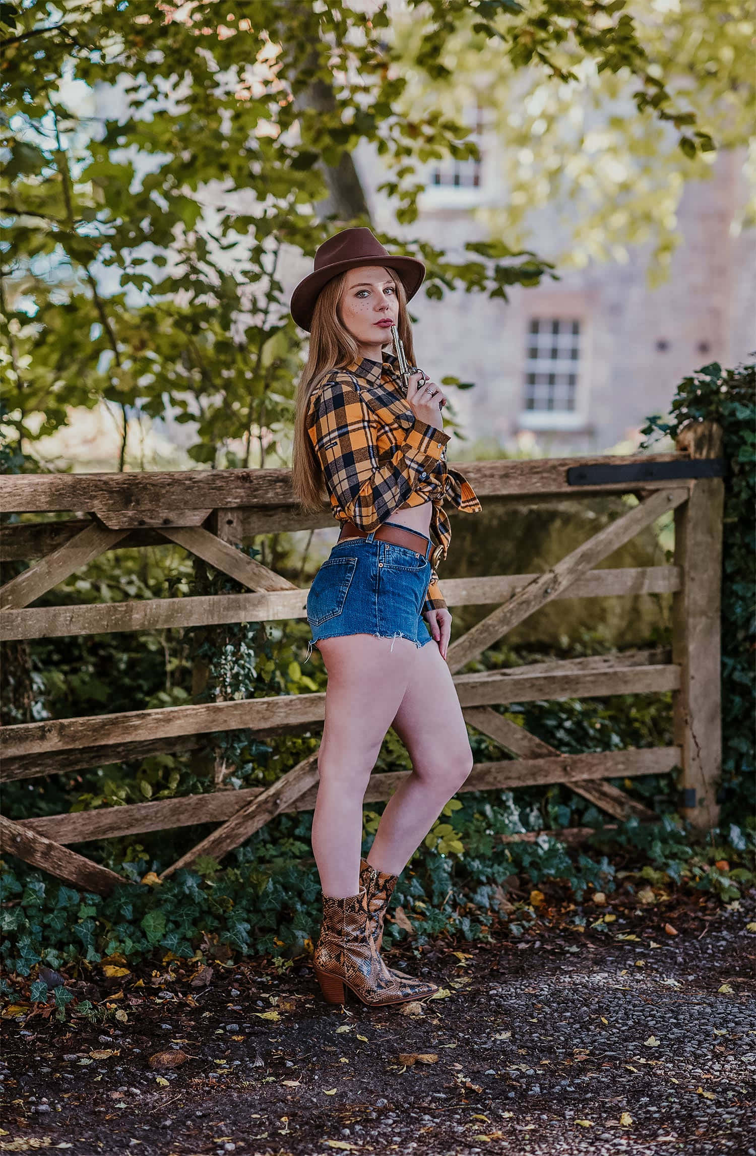 plaid shirt, denim shorts, cowboy boots, Full HD Phone Wallpaper