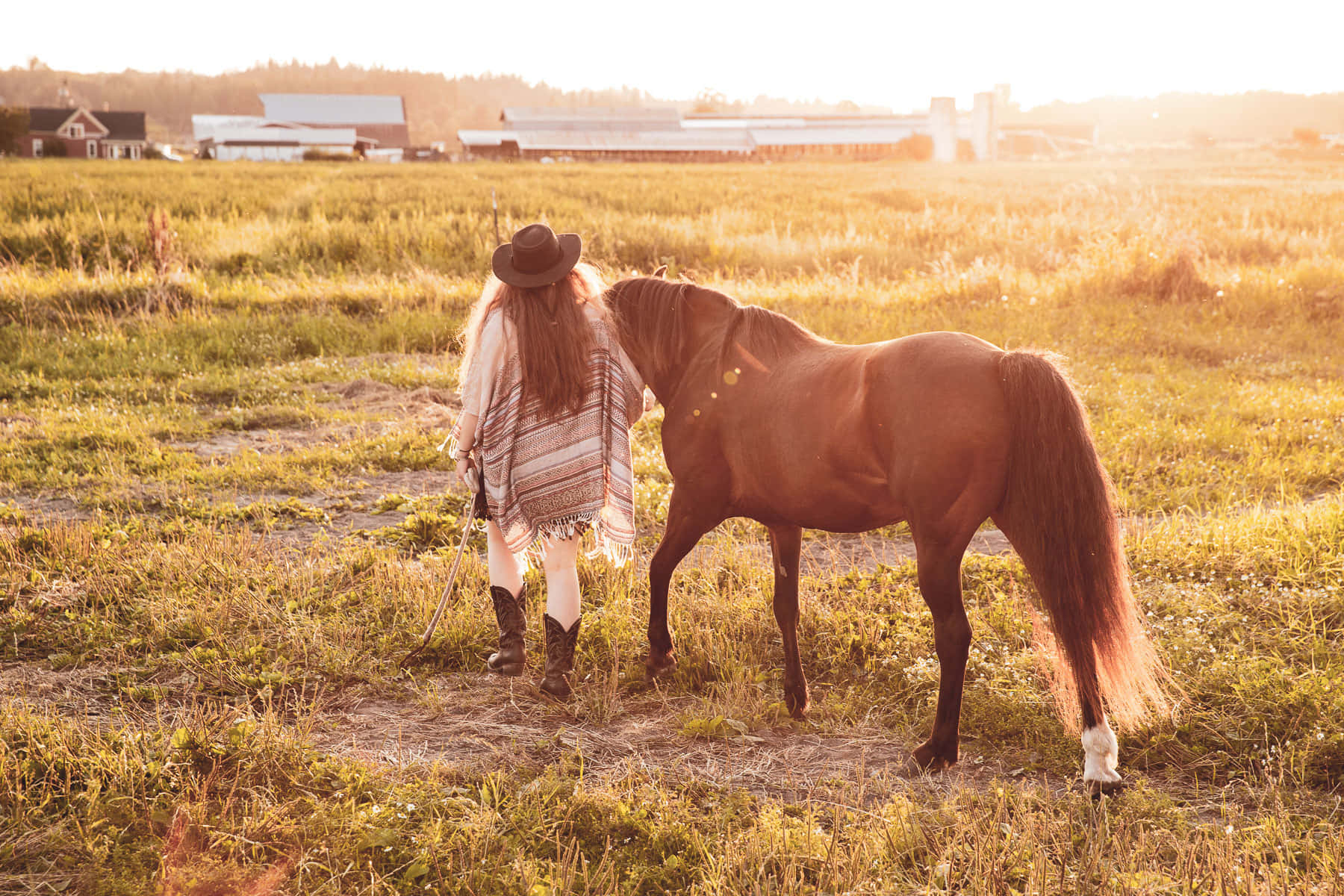 Country Girl Aesthetic, cowboy hat, poncho, HD Desktop Wallpaper