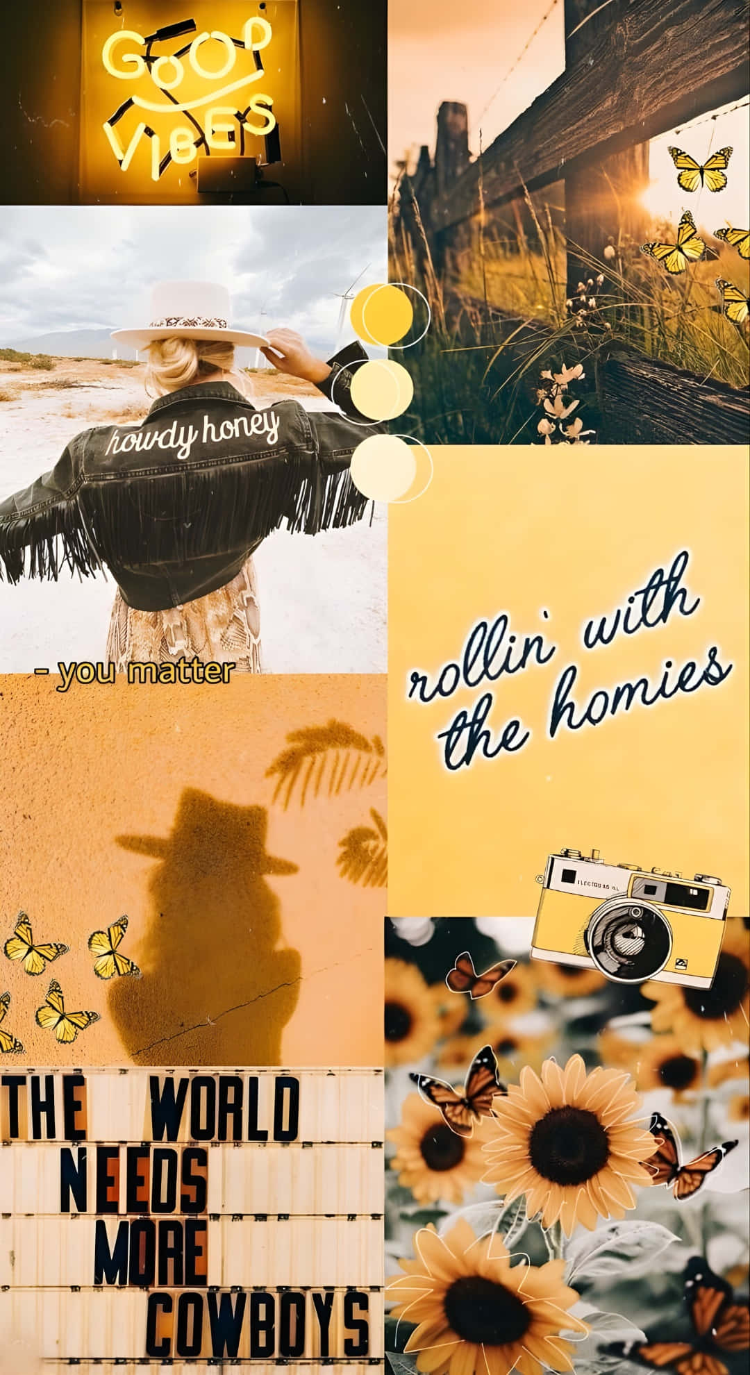 Country Aesthetic Vibes, sunflower fields, butterflies, Full HD Phone Wallpaper