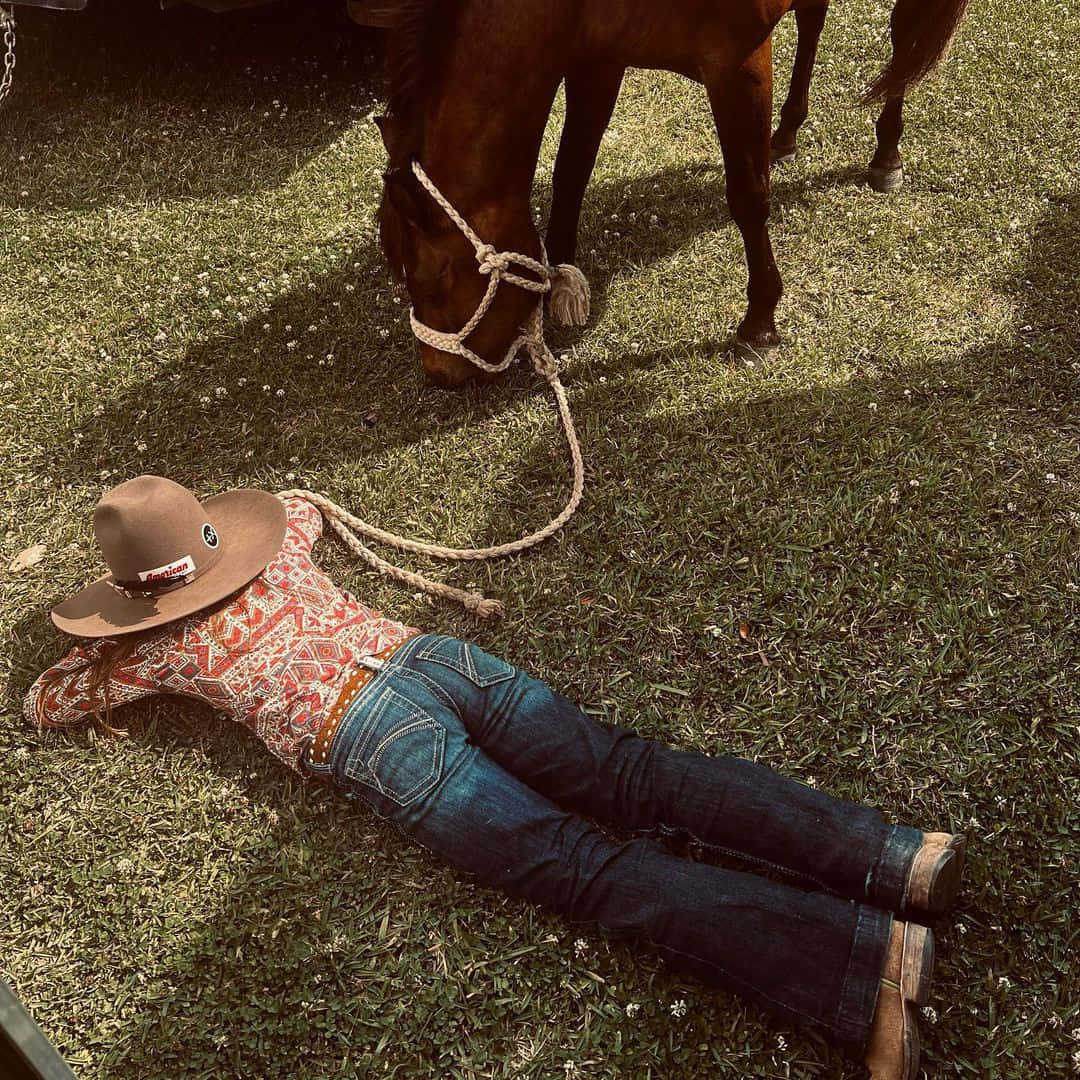 Country Girl Aesthetic, cowboy hat, patterned shirt, SD Desktop Wallpaper